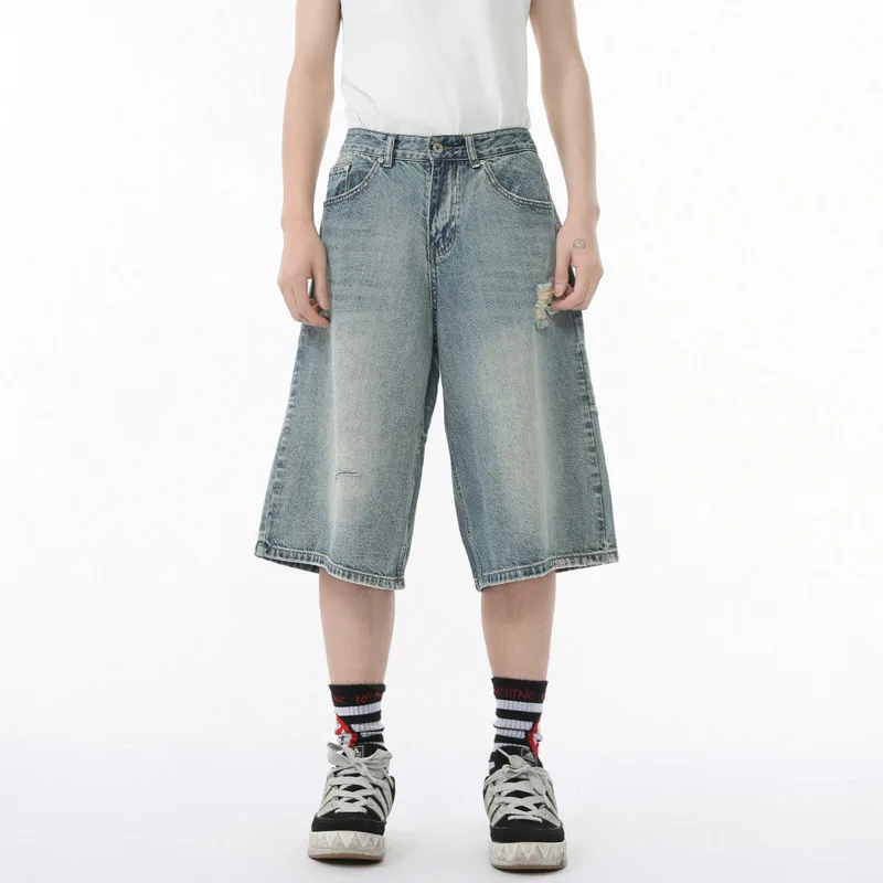 SYUHGFA 2025 Summer Casual Men's Denim Shorts Loose Mid High Waist Fashion Knee Lenght Denim Pants Vintage Male New Chic Jeans
SYUHGFA 2025 Summer Casual Men's Denim Shorts Loose Mid High Waist Fashion Knee Lenght Denim Pants Vintage Male New Chic Jeans
