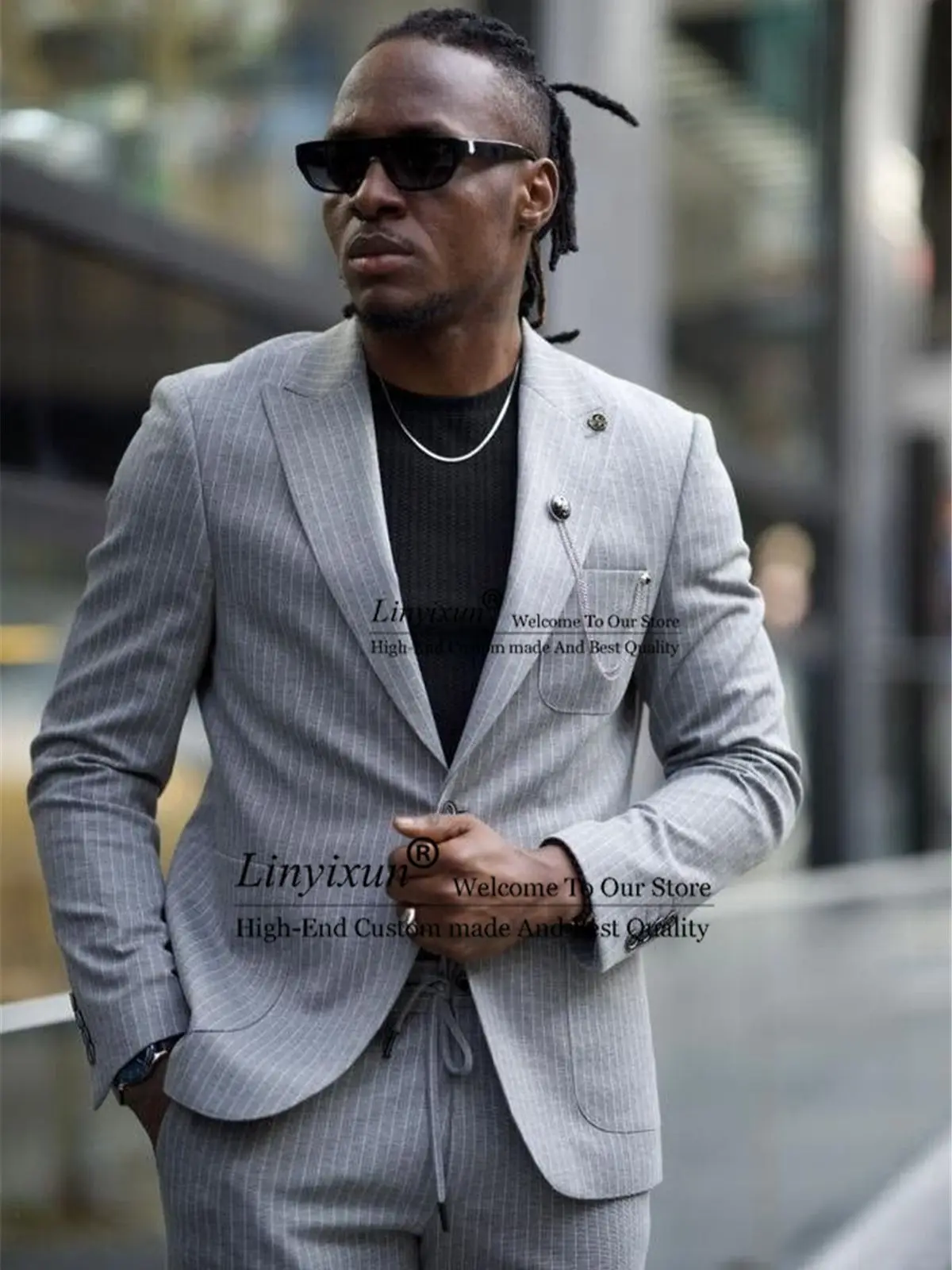 Gray Striped Men's Suits Peak Lapel Slim Fit Groom Wedding Tuxedos 2 Pieces Jacket+Pants Sets Business Male Blazers Costume Homm
Gray Striped Men's Suits Peak Lapel Slim Fit Groom Wedding Tuxedos 2 Pieces Jacket+Pants Sets Business Male Blazers Costume Homm
