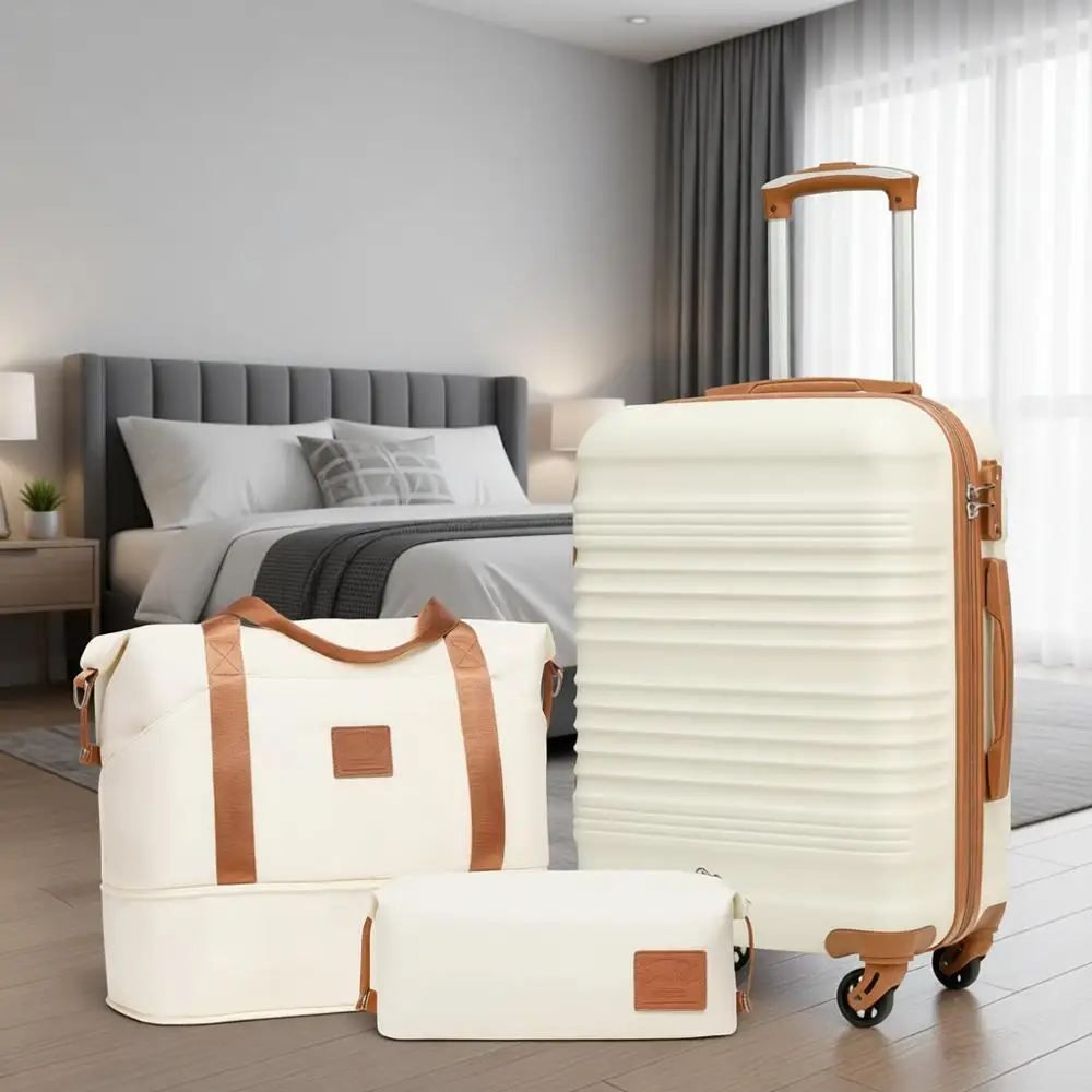 3-Piece Luggage Set with TSA Lock, Spinner Wheels, White (DB/TB/20)
3-Piece Luggage Set with TSA Lock, Spinner Wheels, White (DB/TB/20)