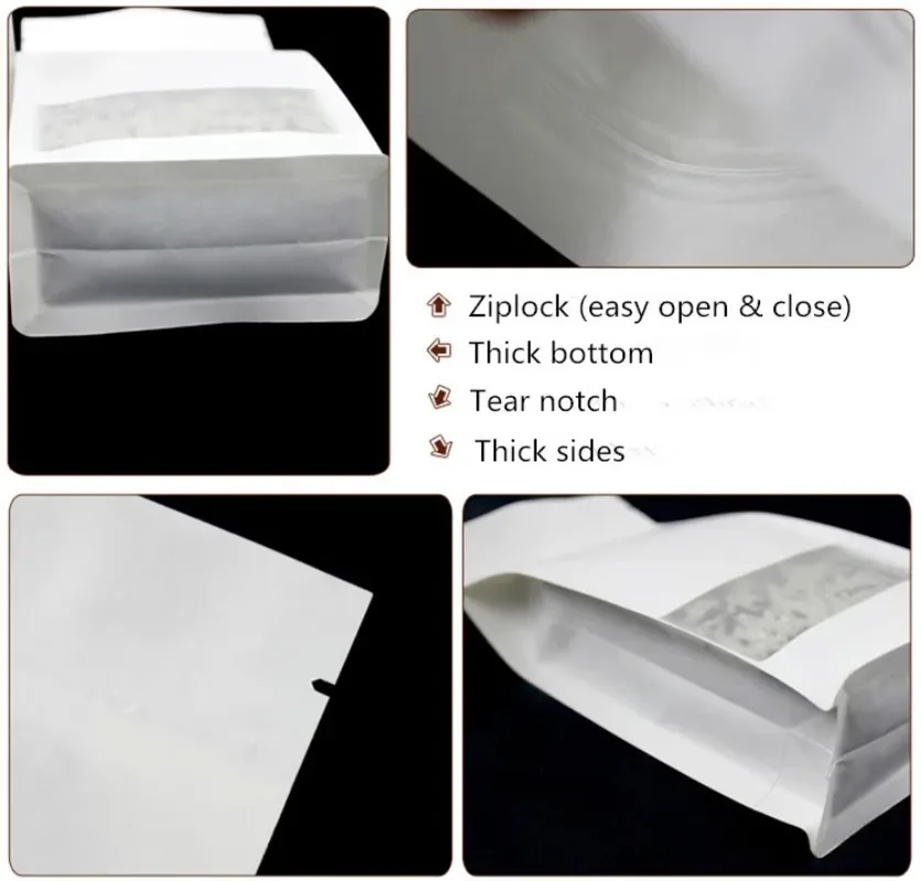 3D White Paper Window Stand up Zip Lock Packaging Bag Resealable Snack Cookie Tea Coffee Spice Sugar Nuts Storage Pouches
3D White Paper Window Stand up Zip Lock Packaging Bag Resealable Snack Cookie Tea Coffee Spice Sugar Nuts Storage Pouches