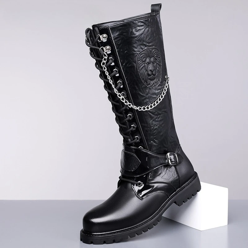 New Style Men Motorcycle Boots Fashion Metal Decoration High Top Boots Punk Style Chain Motorcycle Boots Male Walking Shoes
New Style Men Motorcycle Boots Fashion Metal Decoration High Top Boots Punk Style Chain Motorcycle Boots Male Walking Shoes
