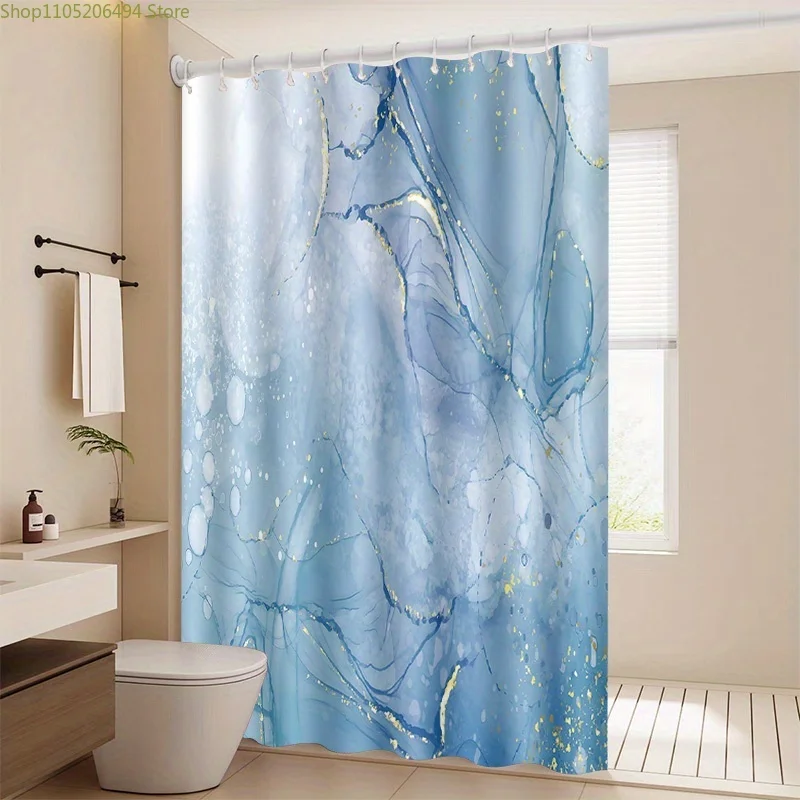 1pc Blue Marble Shower Curtain - Elegant Polyester Bath Decor with Golden Veins, Machine Washable, Perfect for Modern Bathroom
1pc Blue Marble Shower Curtain - Elegant Polyester Bath Decor with Golden Veins, Machine Washable, Perfect for Modern Bathroom