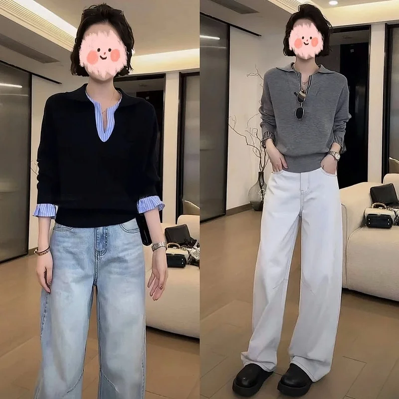 Весенняя мода, женские трикотажные повседневные лоскутные джинсовые брюки с v-образным вырезом, комплект из двух предметов, универсальный длинный наряд Sve Crew Ne
Весенняя мода, женские трикотажные повседневные лоскутные джинсовые брюки с v-образным вырезом, комплект из двух предметов, универсальный длинный наряд Sve Crew Ne