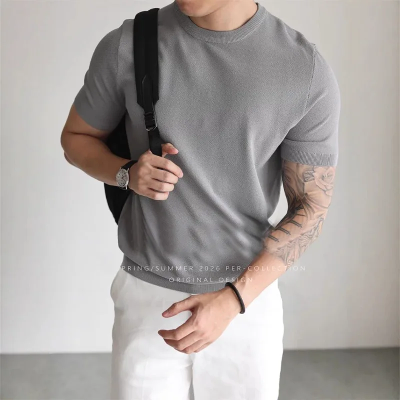 Men's Knit Short Sleeve T-shirt Breathable Slim Fit Casual Crew Neck Summer Tee
Men's Knit Short Sleeve T-shirt Breathable Slim Fit Casual Crew Neck Summer Tee
