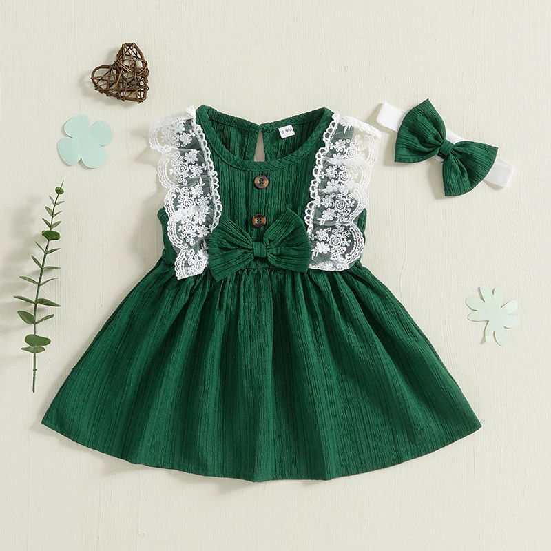 Little Girls Summer Princess Dress Sweet Lace Flying Sleeve O Neck Button A-line Dresses with Headband for Toddler Infant Baby
Little Girls Summer Princess Dress Sweet Lace Flying Sleeve O Neck Button A-line Dresses with Headband for Toddler Infant Baby