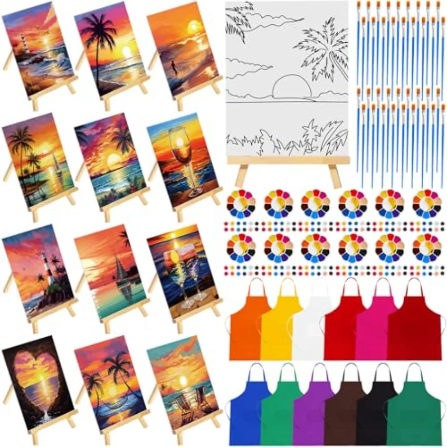 12 Set Pre Drawn Canvas for Painting for Adults Sip and Paint Kit with Easels 8 x 10 Inch Paint Party Kit with Printed Canvas P
12 Set Pre Drawn Canvas for Painting for Adults Sip and Paint Kit with Easels 8 x 10 Inch Paint Party Kit with Printed Canvas P