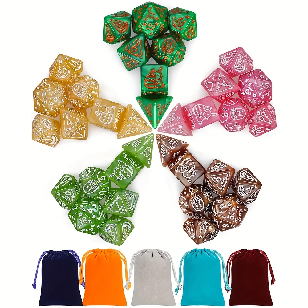 DND Dice Set 35pcs Polyhedral Easter pattern Dice with 5 Dice bag for D&D RPG Role Playing Games, Great for dice collection
DND Dice Set 35pcs Polyhedral Easter pattern Dice with 5 Dice bag for D&D RPG Role Playing Games, Great for dice collection