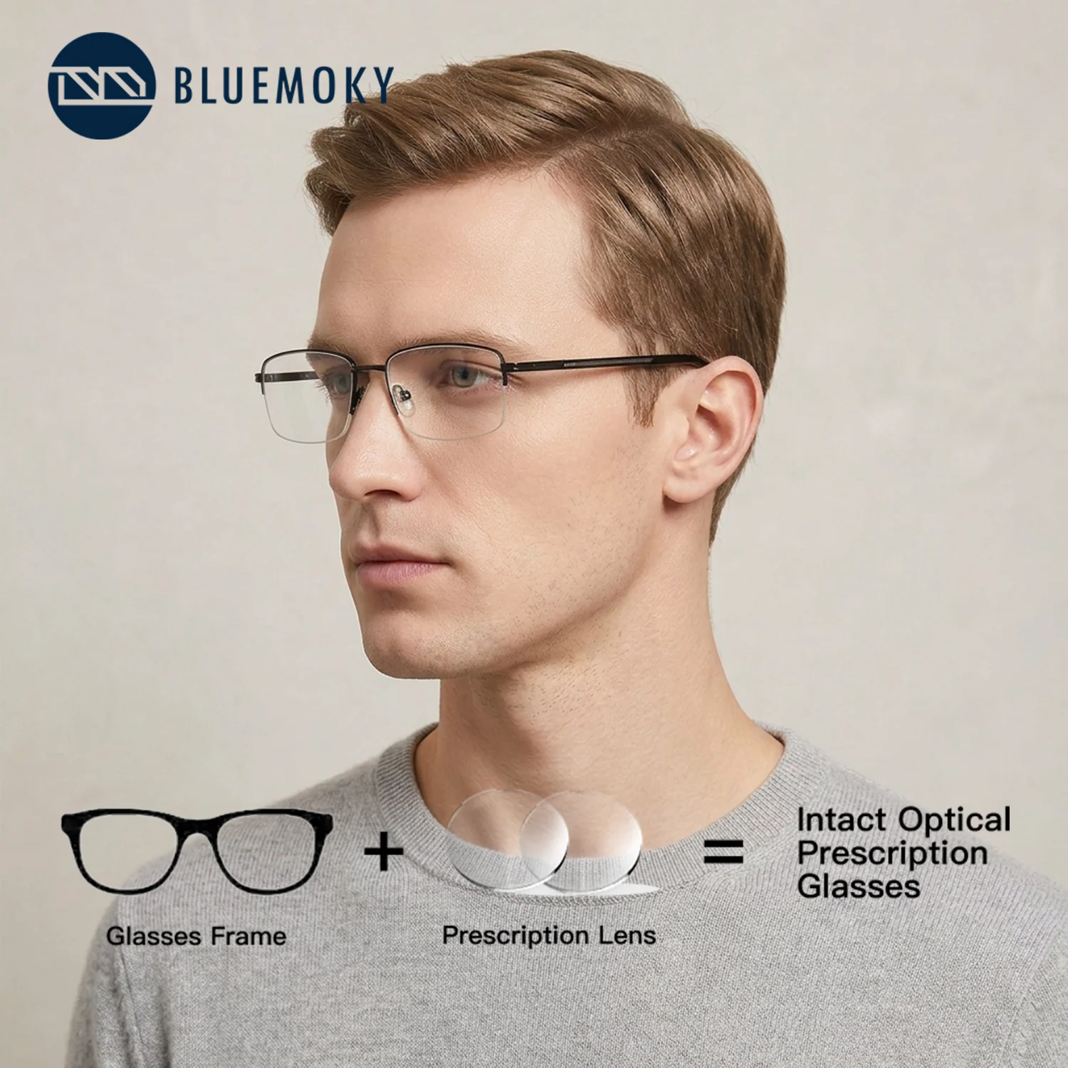 BLUEMOKY Metal Half Frame Prescription Glasses Rectangle Photochromic Anti Blue Light Men's Progressive Eyeglasses
BLUEMOKY Metal Half Frame Prescription Glasses Rectangle Photochromic Anti Blue Light Men's Progressive Eyeglasses