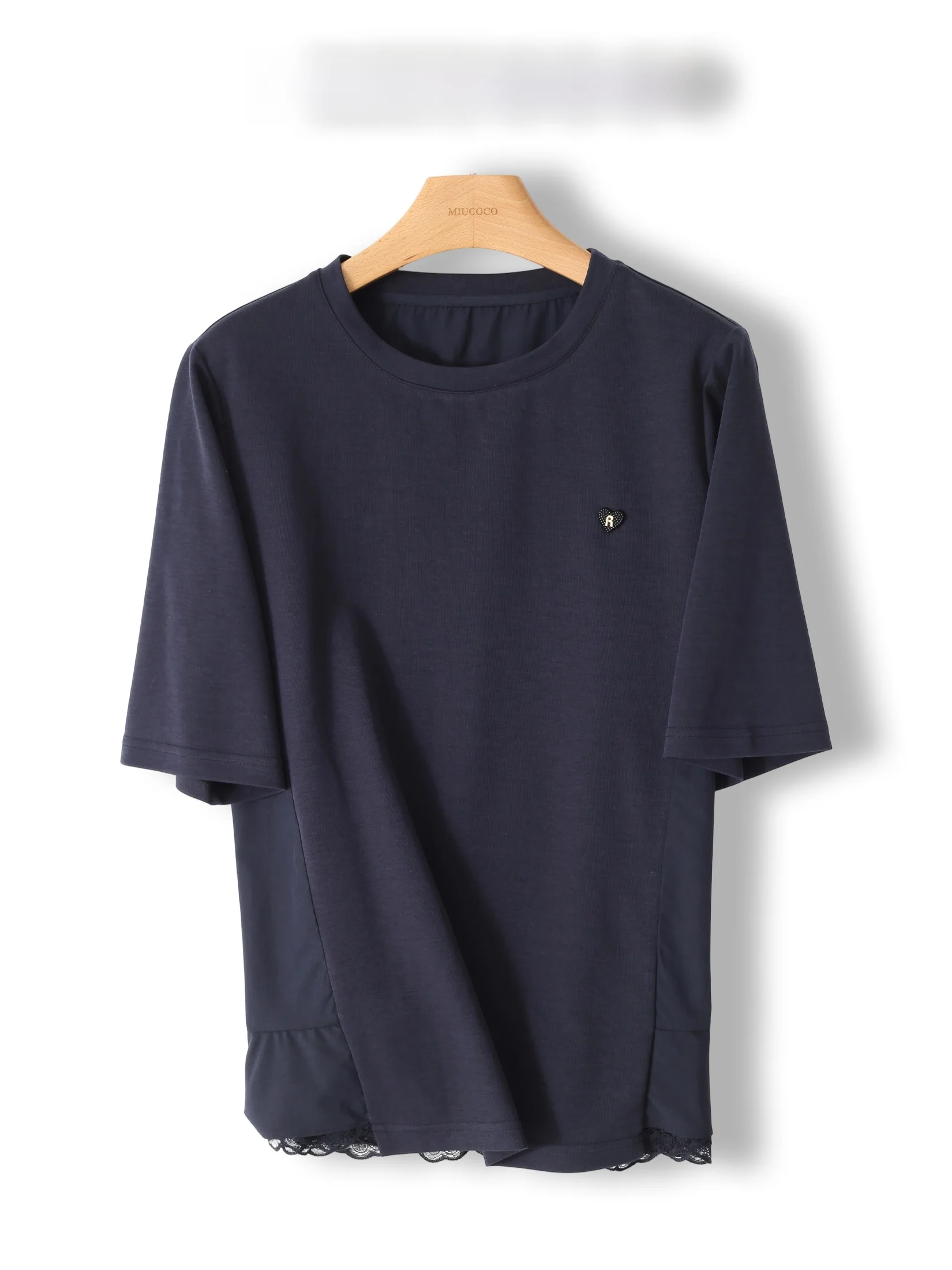 Fashionable Lace Splice Short Sleeve T-Shirt Women's Loose Fit Casual Style Cotton Top Large Size Trendy round Neck Tee
Fashionable Lace Splice Short Sleeve T-Shirt Women's Loose Fit Casual Style Cotton Top Large Size Trendy round Neck Tee