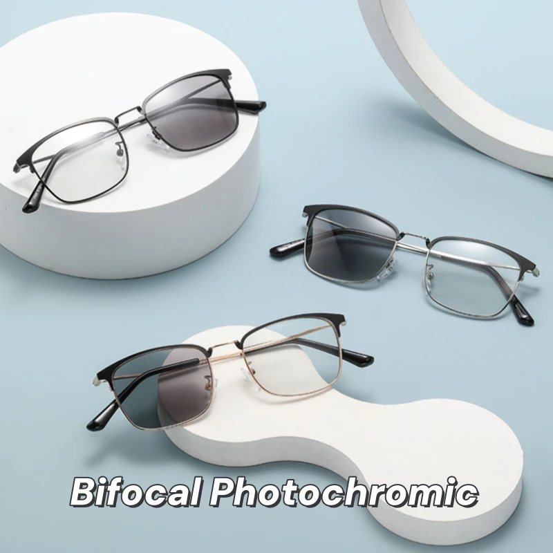 Men's Metal Bifocal Photochromic Reading Glasses Business Color Changing Presbyopia Glasses Anti Blue Light Far Sight Eyewear
Men's Metal Bifocal Photochromic Reading Glasses Business Color Changing Presbyopia Glasses Anti Blue Light Far Sight Eyewear