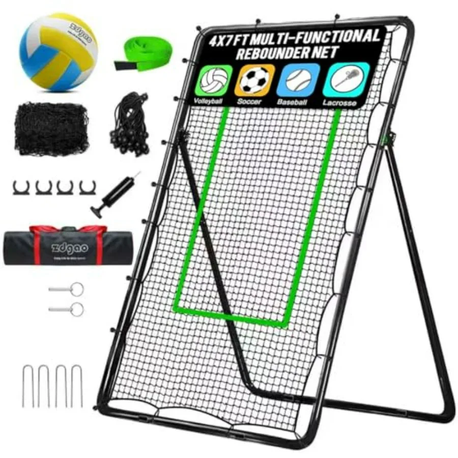Volleyball Rebounder Net with Bungee Cords and Neon Target 5 Adjustable Angles 4x7ft Durable Polyester Net for Volleyball Baseb
Volleyball Rebounder Net with Bungee Cords and Neon Target 5 Adjustable Angles 4x7ft Durable Polyester Net for Volleyball Baseb