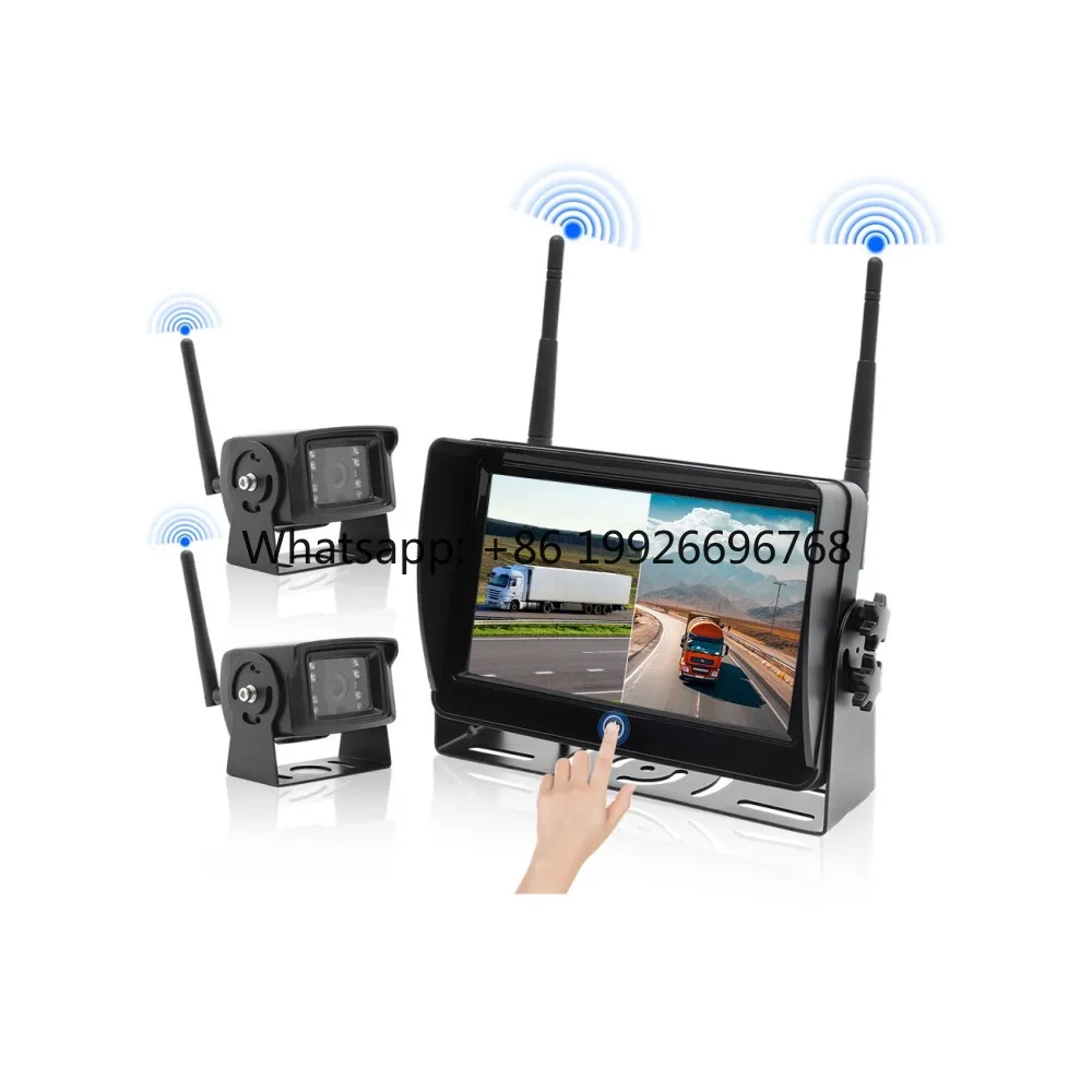 Wireless 7'' AHD Digital Touch Screen DVR Record IR Night Vision Reverse Backup Camera 4CH WiFi Monitor for Truck/Trailer/Bus/RV
Wireless 7'' AHD Digital Touch Screen DVR Record IR Night Vision Reverse Backup Camera 4CH WiFi Monitor for Truck/Trailer/Bus/RV