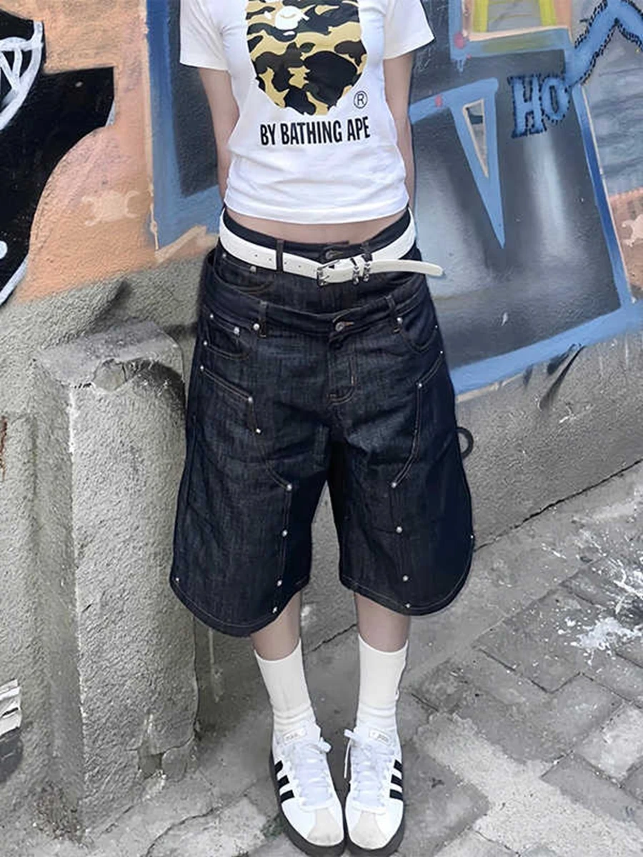 Women's Y2k Baggy Knee Length Jeans Harajuku Denim Trouser Japanese 2000s Style Oversize Shorts Jean Pants Vintage Clothes 2025
Women's Y2k Baggy Knee Length Jeans Harajuku Denim Trouser Japanese 2000s Style Oversize Shorts Jean Pants Vintage Clothes 2025