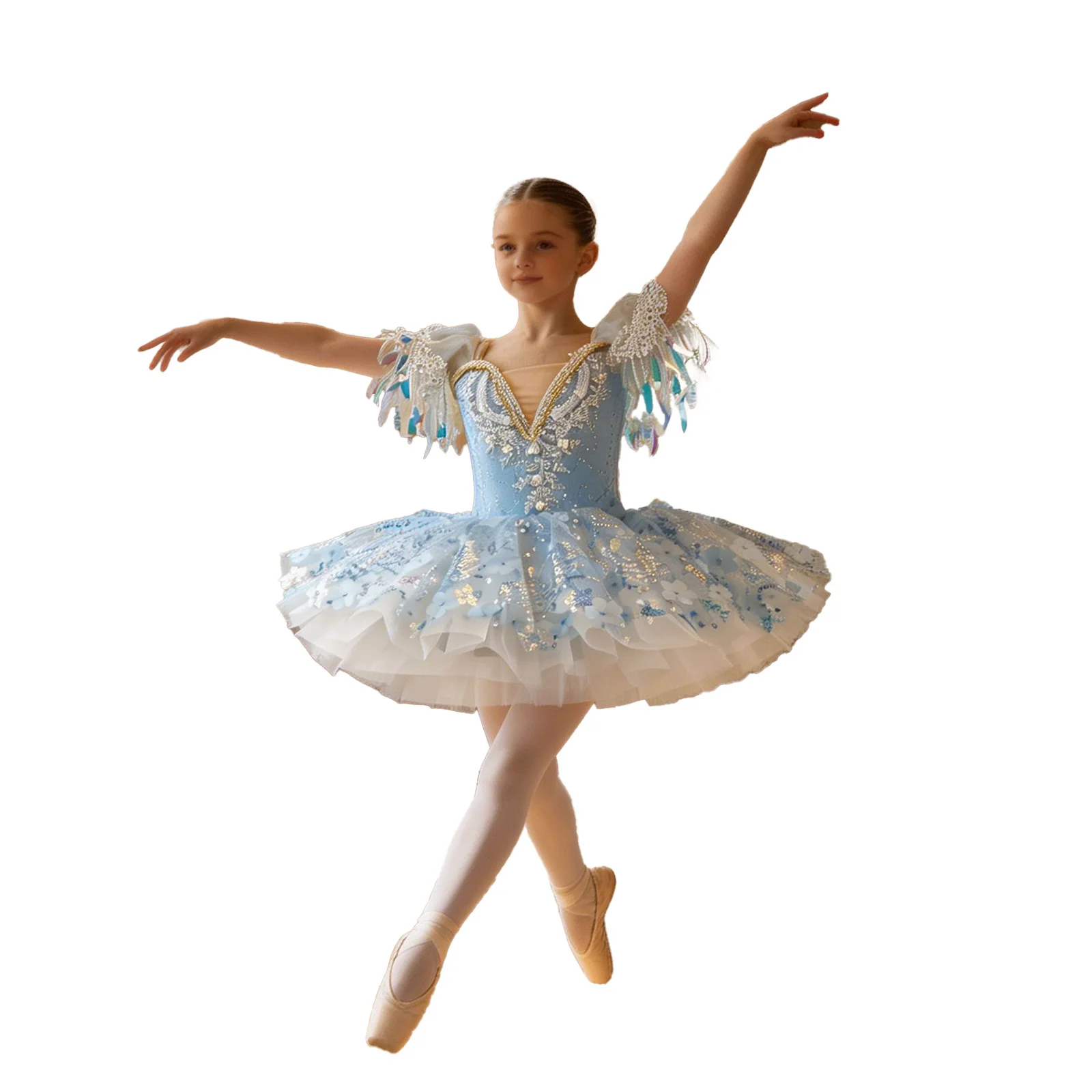 Kids Girls Ballet Dance Dress Ruffle Sleeve Sequin 3D Flower Tulle Tutu Dress Lyrical Dancewear for Figure Skating Dance Show
Kids Girls Ballet Dance Dress Ruffle Sleeve Sequin 3D Flower Tulle Tutu Dress Lyrical Dancewear for Figure Skating Dance Show