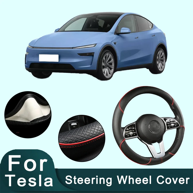 For Tesla Series 38cm Car Leather Steering Wheel Cover- Anti-Slip, Wear-Resistant, All-Season, Universal | Cubre Volante Auto
For Tesla Series 38cm Car Leather Steering Wheel Cover- Anti-Slip, Wear-Resistant, All-Season, Universal | Cubre Volante Auto
