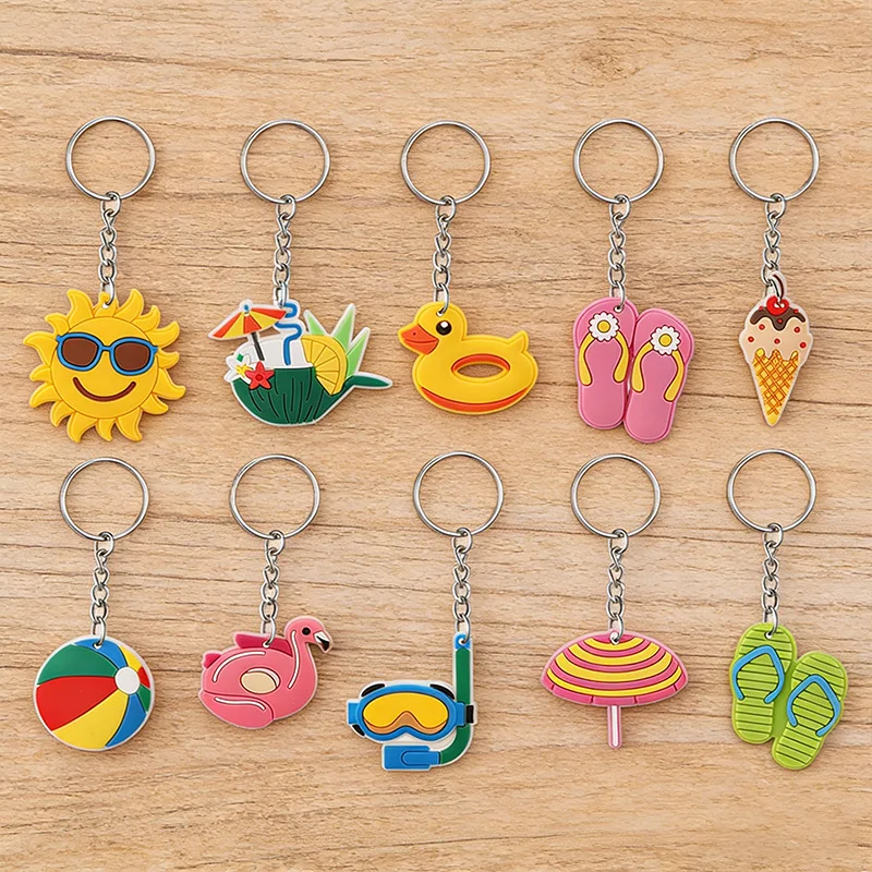 10PCS Summer PVC Keychain Set Tropical Flamingo Ice Cream Beach Ball Bag Pendant Beach Vacation Gift Supplies
10PCS Summer PVC Keychain Set Tropical Flamingo Ice Cream Beach Ball Bag Pendant Beach Vacation Gift Supplies