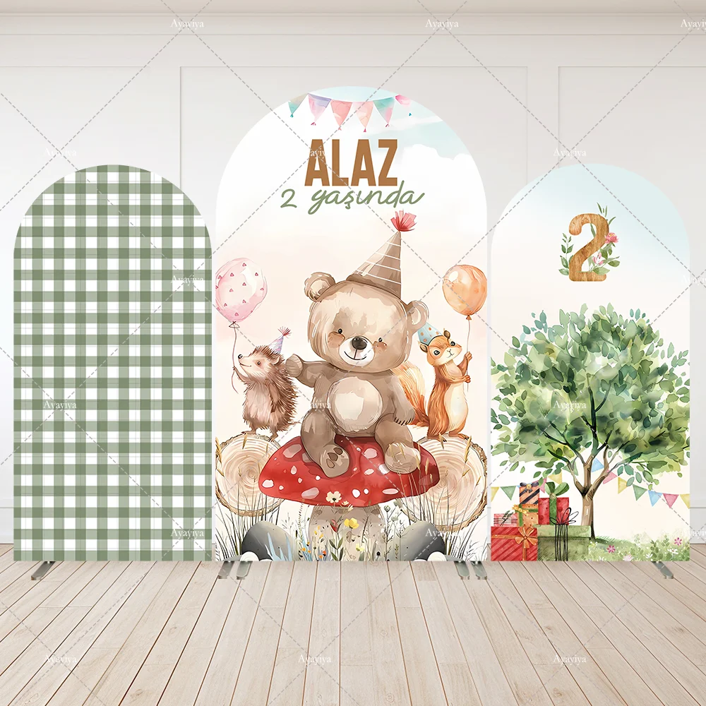 Custom 2-Sided Woodland Party Arched Backdrop Animals Green Grid Checkers Baby Shower Arched Wall Panels Cover
Custom 2-Sided Woodland Party Arched Backdrop Animals Green Grid Checkers Baby Shower Arched Wall Panels Cover