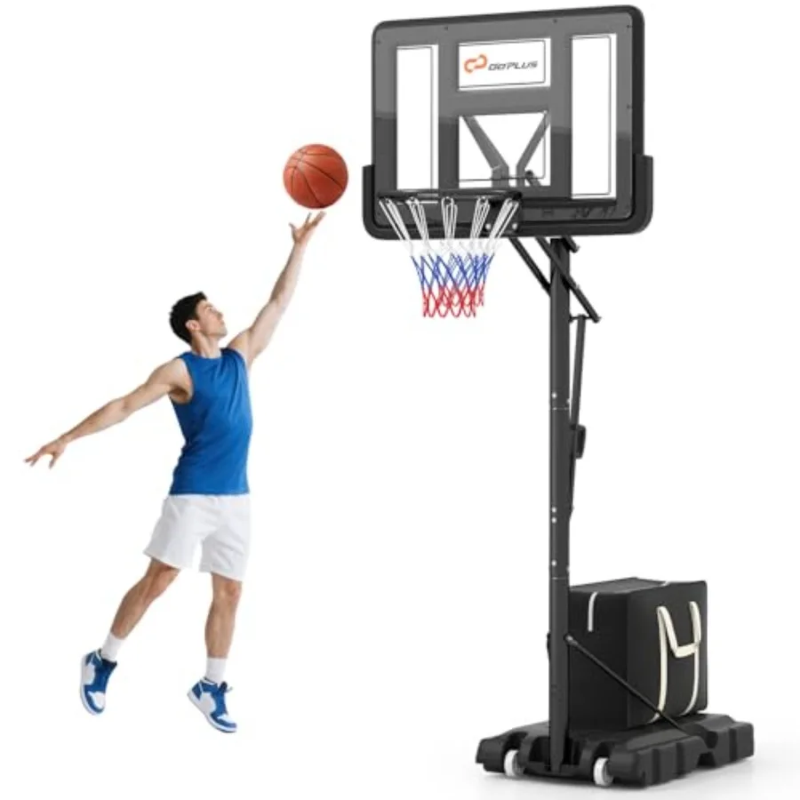 Outdoor portable basketball hoop for driveway or backyard use, shatterproof acrylic backboard, black finish, easy height adjust
Outdoor portable basketball hoop for driveway or backyard use, shatterproof acrylic backboard, black finish, easy height adjust