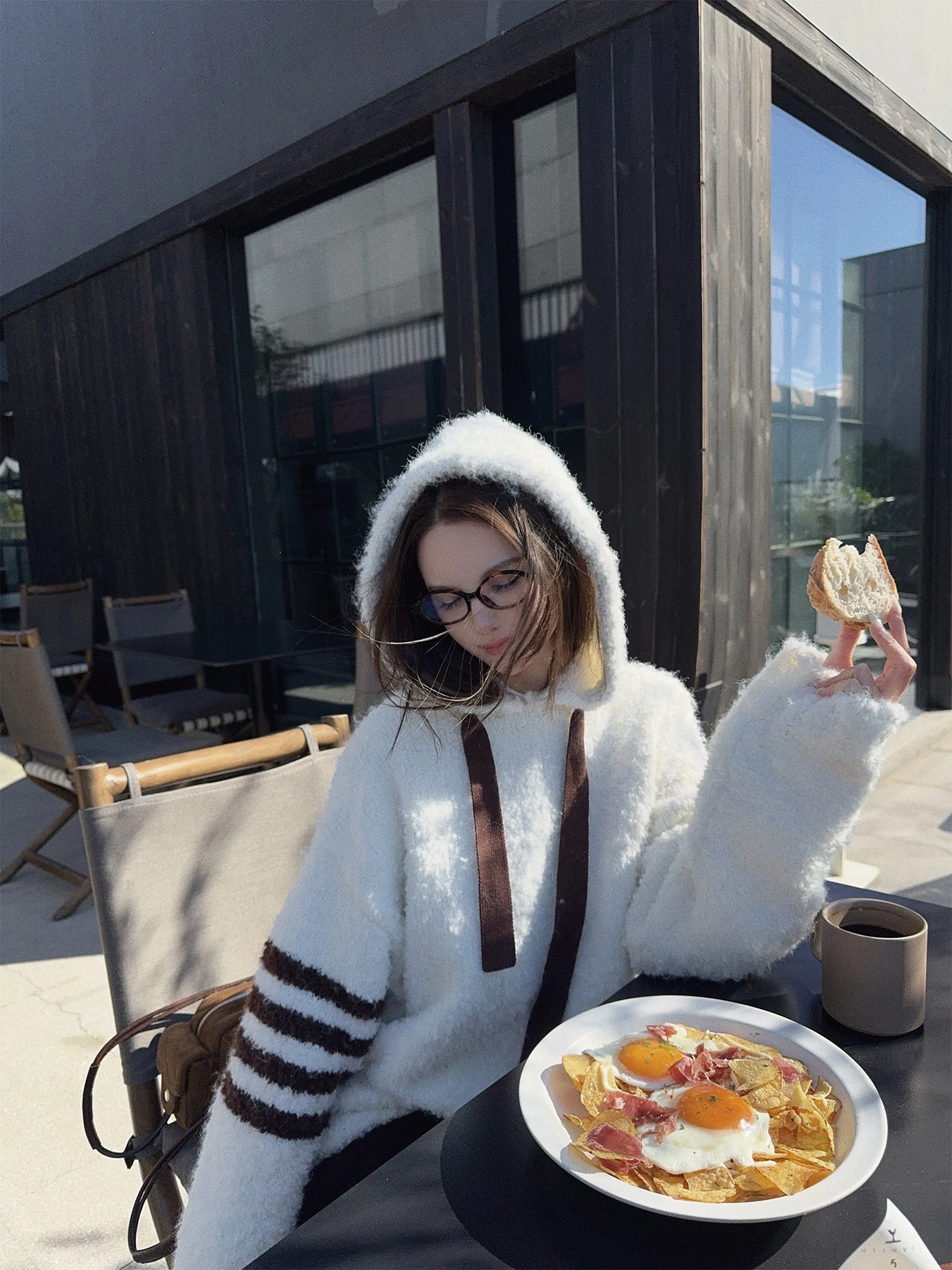 Zhaochencen Thiened Hooded Knitted Sweater Women's Loose Lazy Sle Overhead Wool Blend Long Sve Warm Striped Top
Zhaochencen Thiened Hooded Knitted Sweater Women's Loose Lazy Sle Overhead Wool Blend Long Sve Warm Striped Top