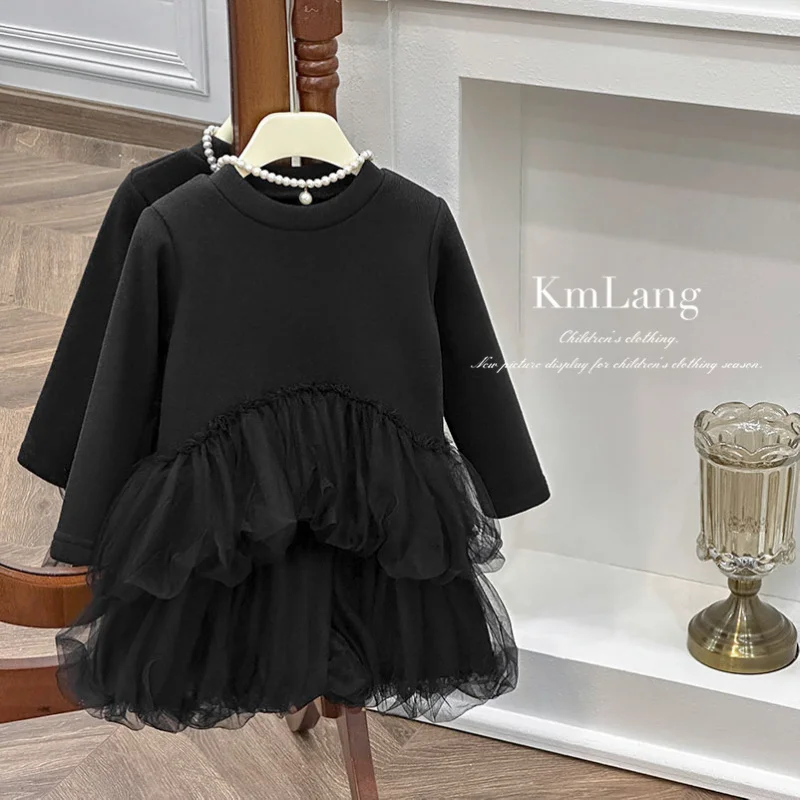 Girls' Dress2025Autumn New Fashionable Black Baby Girl Puffy Princess Dress Little Girl Mesh Skirt 
Girls' Dress2025Autumn New Fashionable Black Baby Girl Puffy Princess Dress Little Girl Mesh Skirt