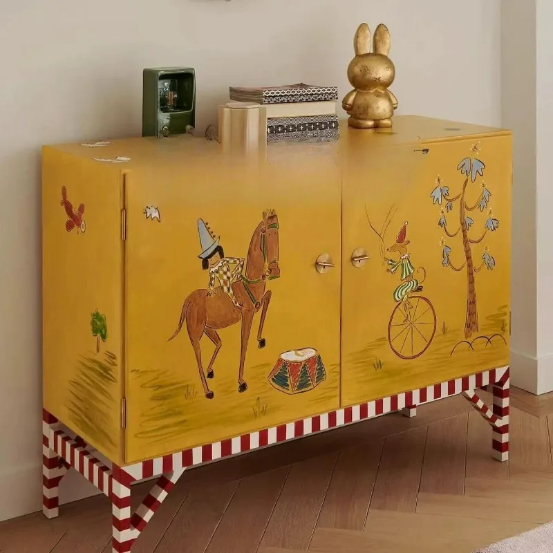Medieval American solid wood painted decorative cabinet, household entrance cabinet
Medieval American solid wood painted decorative cabinet, household entrance cabinet