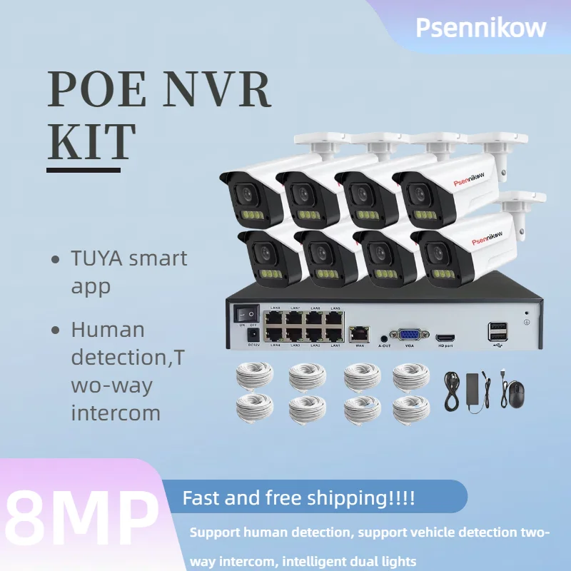 Комплект Tuya 8CH POE NVR 8MP 5MP 4MP Super HD уличные IP-камеры AI Starlight ночного видения камера безопасности видеонаблюдение
Комплект Tuya 8CH POE NVR 8MP 5MP 4MP Super HD уличные IP-камеры AI Starlight ночного видения камера безопасности видеонаблюдение