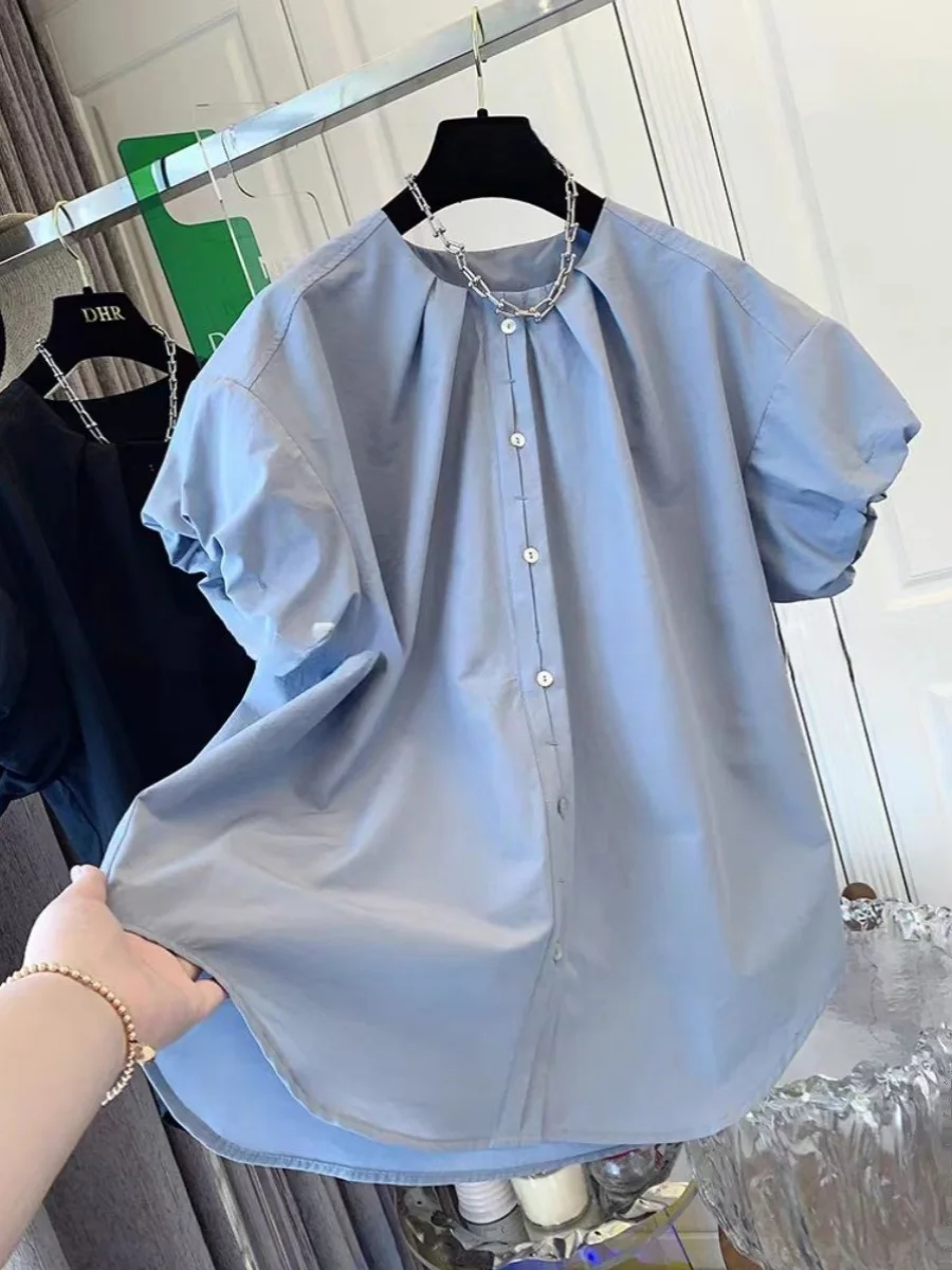Шикарная свободная женская рубашка с короткими рукавами-фонариками, красивый дизайн, летняя мода, корейский стиль, круглый вырез, полиэстер.
Шикарная свободная женская рубашка с короткими рукавами-фонариками, красивый дизайн, летняя мода, корейский стиль, круглый вырез, полиэстер.