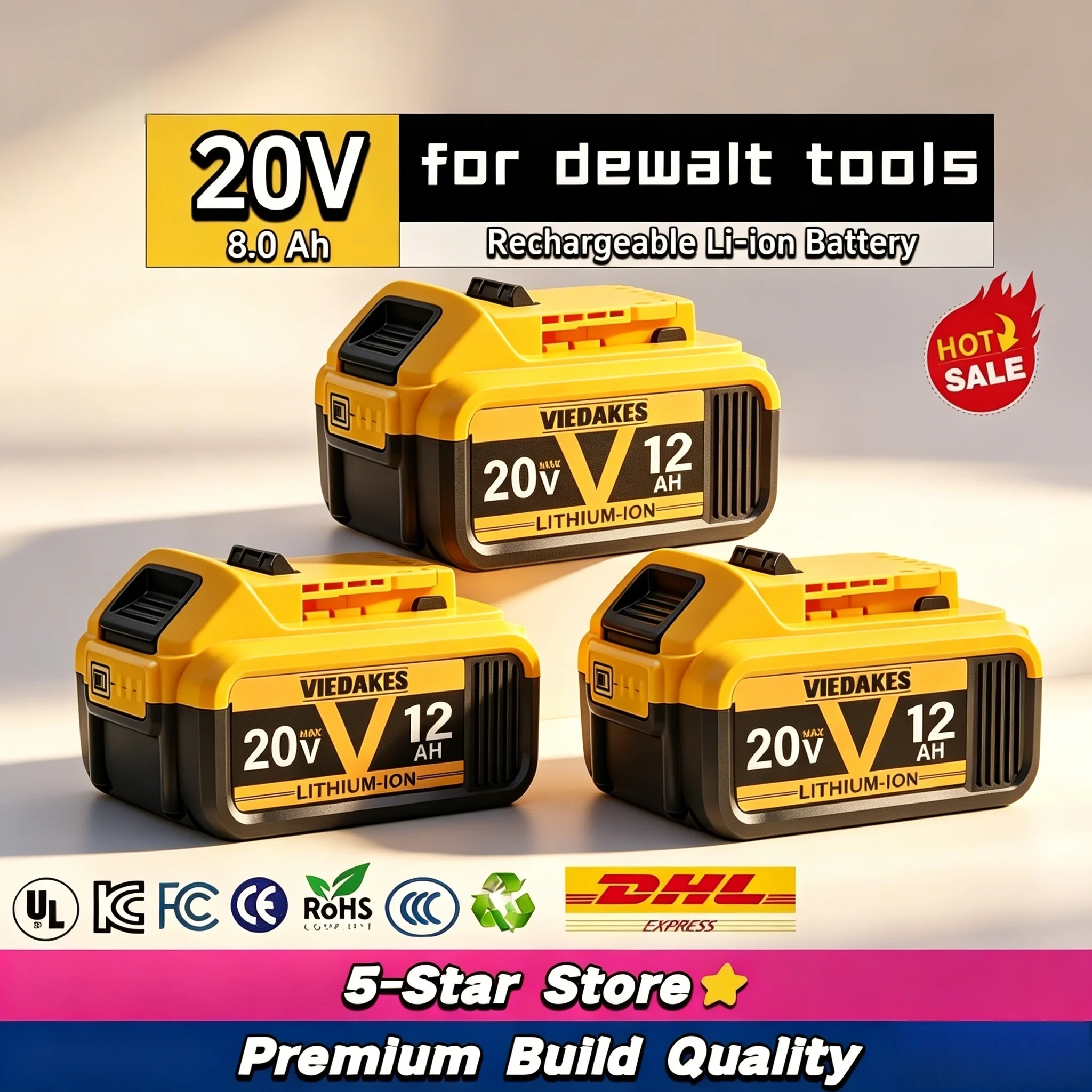 for dewalt 20V Battery Compatible with DCB205 DCB206, Long Lasting Working Time, Premium Explosion-proof Core
for dewalt 20V Battery Compatible with DCB205 DCB206, Long Lasting Working Time, Premium Explosion-proof Core