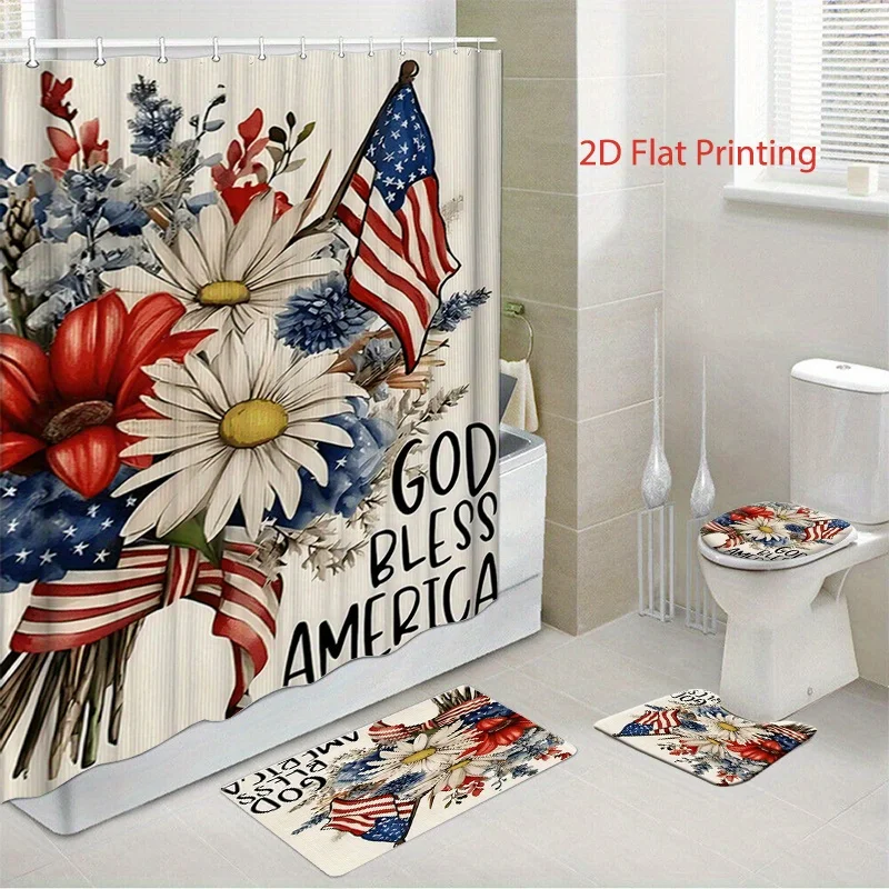 Independence Day Bath Shower Curtain Set 1 4pcs with 12 Hooks Bath Mats Toilet Covers Non Slip Rug Polyester Washable Home Decor
Independence Day Bath Shower Curtain Set 1 4pcs with 12 Hooks Bath Mats Toilet Covers Non Slip Rug Polyester Washable Home Decor