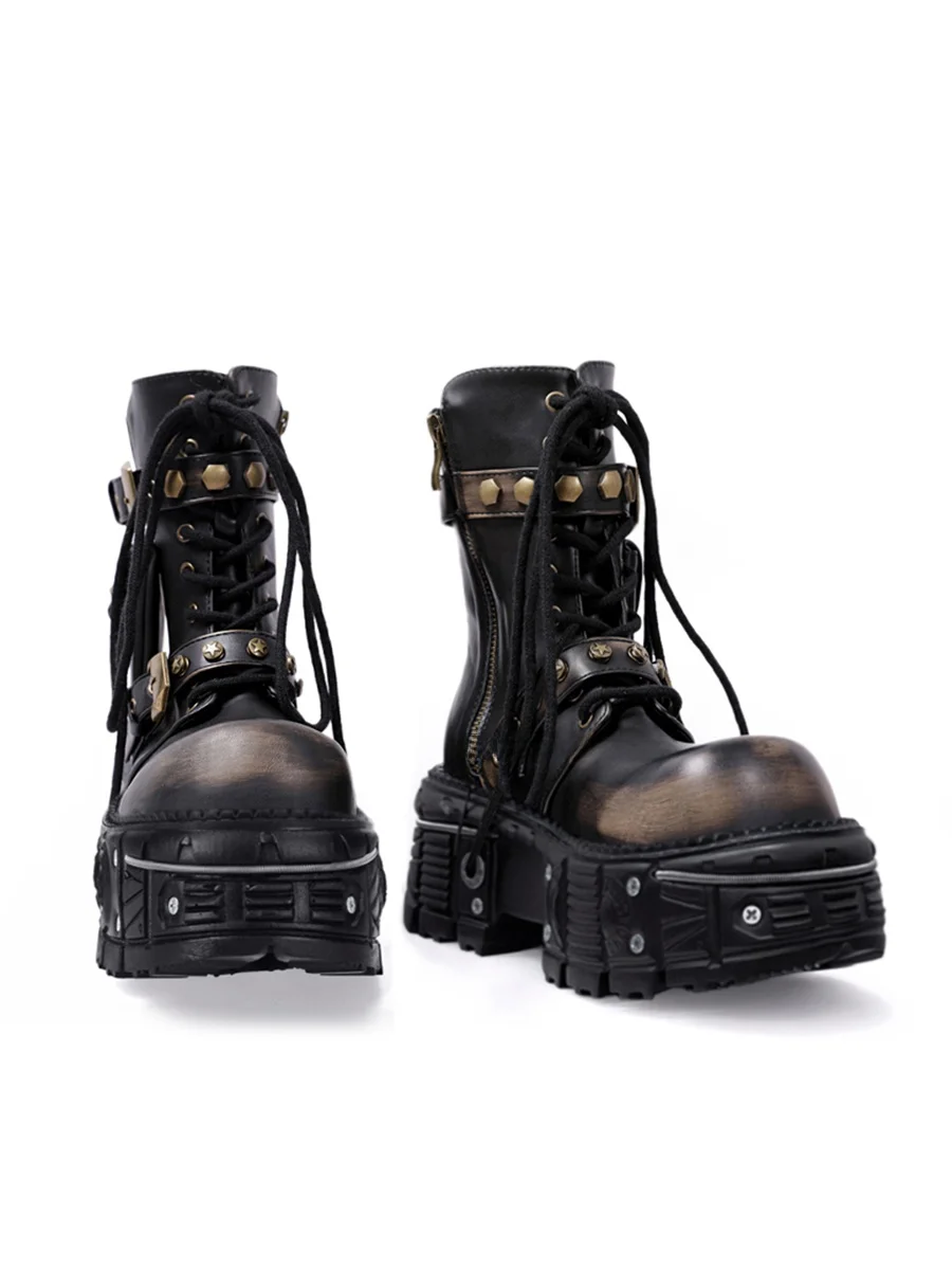 Trendy Punk Sle Women's ort Boots Thi Bot Motorcycle Boots Retro Platform Boots Metal Cross Bule Rivet Detail
Trendy Punk Sle Women's ort Boots Thi Bot Motorcycle Boots Retro Platform Boots Metal Cross Bule Rivet Detail