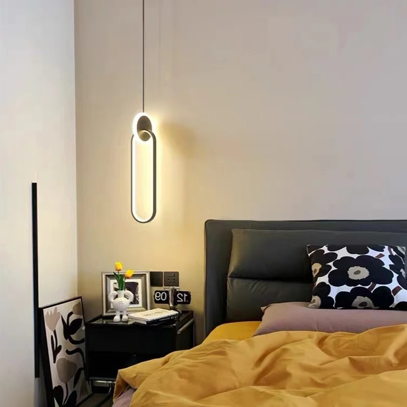 Modern minimalist bedside LED pendant light, living room, bedroom, dining room, black gold pendant light, glossy hanging light
Modern minimalist bedside LED pendant light, living room, bedroom, dining room, black gold pendant light, glossy hanging light