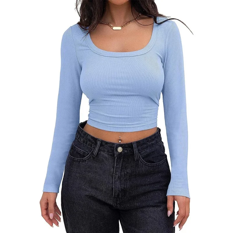 Autumn Pit Slim Fit Crop T Shirt Woman Solid Long Sleeve Top Sexy Square Neck Knit T-shirt for Women Fashion Casual Tees 30288
Autumn Pit Slim Fit Crop T Shirt Woman Solid Long Sleeve Top Sexy Square Neck Knit T-shirt for Women Fashion Casual Tees 30288
