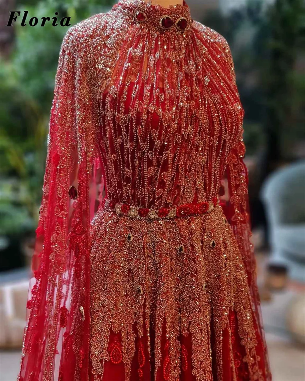 Customized Burgundy Cape Long Sleeves Evening Dresses Muslim Beaded Crystals Prom Dress For Women Party Gowns Robes De Soirée
Customized Burgundy Cape Long Sleeves Evening Dresses Muslim Beaded Crystals Prom Dress For Women Party Gowns Robes De Soirée