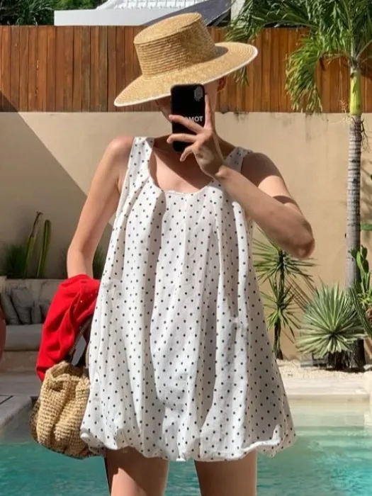 Cute Anti-Aging Pleated Polka Dot Vest Dr Women Summer New Loose Bloom ort Skirt Ele Commute Sle Svel Gown
Cute Anti-Aging Pleated Polka Dot Vest Dr Women Summer New Loose Bloom ort Skirt Ele Commute Sle Svel Gown