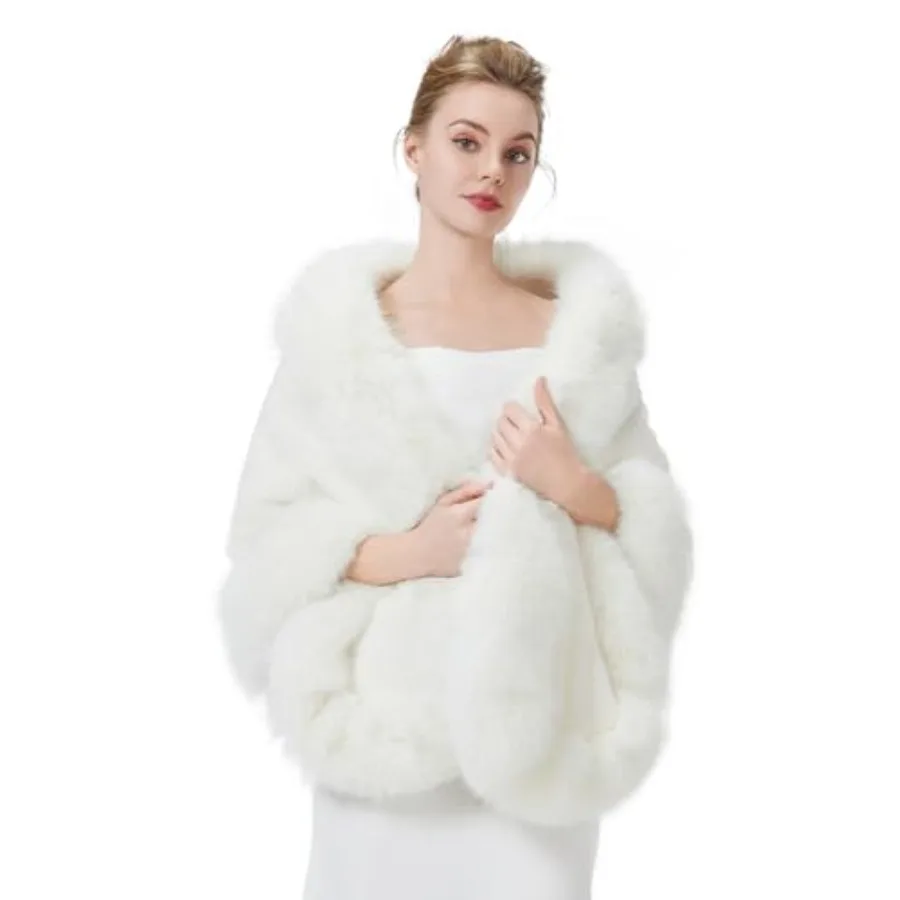BEAUTELICATE Women's Faux Fur Shawl Wrap Stoles for Bridal Wedding Dresses
BEAUTELICATE Women's Faux Fur Shawl Wrap Stoles for Bridal Wedding Dresses