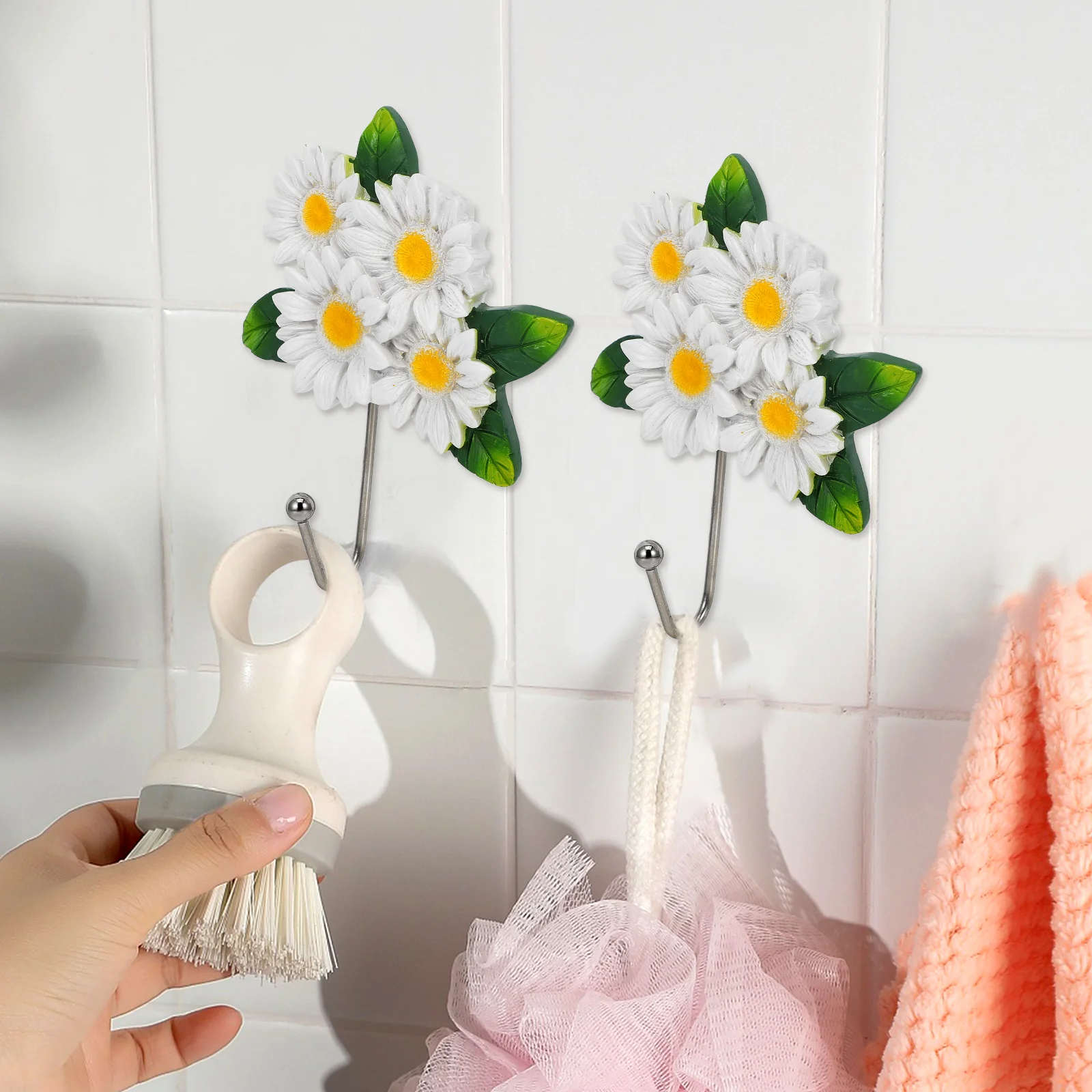 Sunflower Wall Hooks Home Decor White Resin Bathroom Kitchen Stainless Steel Hanging Towel Coat Hanger Storage
Sunflower Wall Hooks Home Decor White Resin Bathroom Kitchen Stainless Steel Hanging Towel Coat Hanger Storage