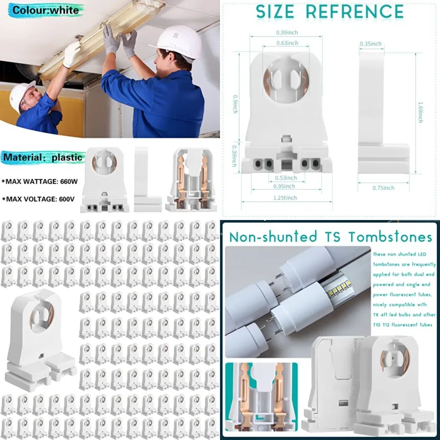 Pack Non Shunted LED Tombstones T8 T10 T12 Lamp Holder, Bulb Holder Non Shunted Tombstones T8 LED Fluorescent Tube Replacement
Pack Non Shunted LED Tombstones T8 T10 T12 Lamp Holder, Bulb Holder Non Shunted Tombstones T8 LED Fluorescent Tube Replacement