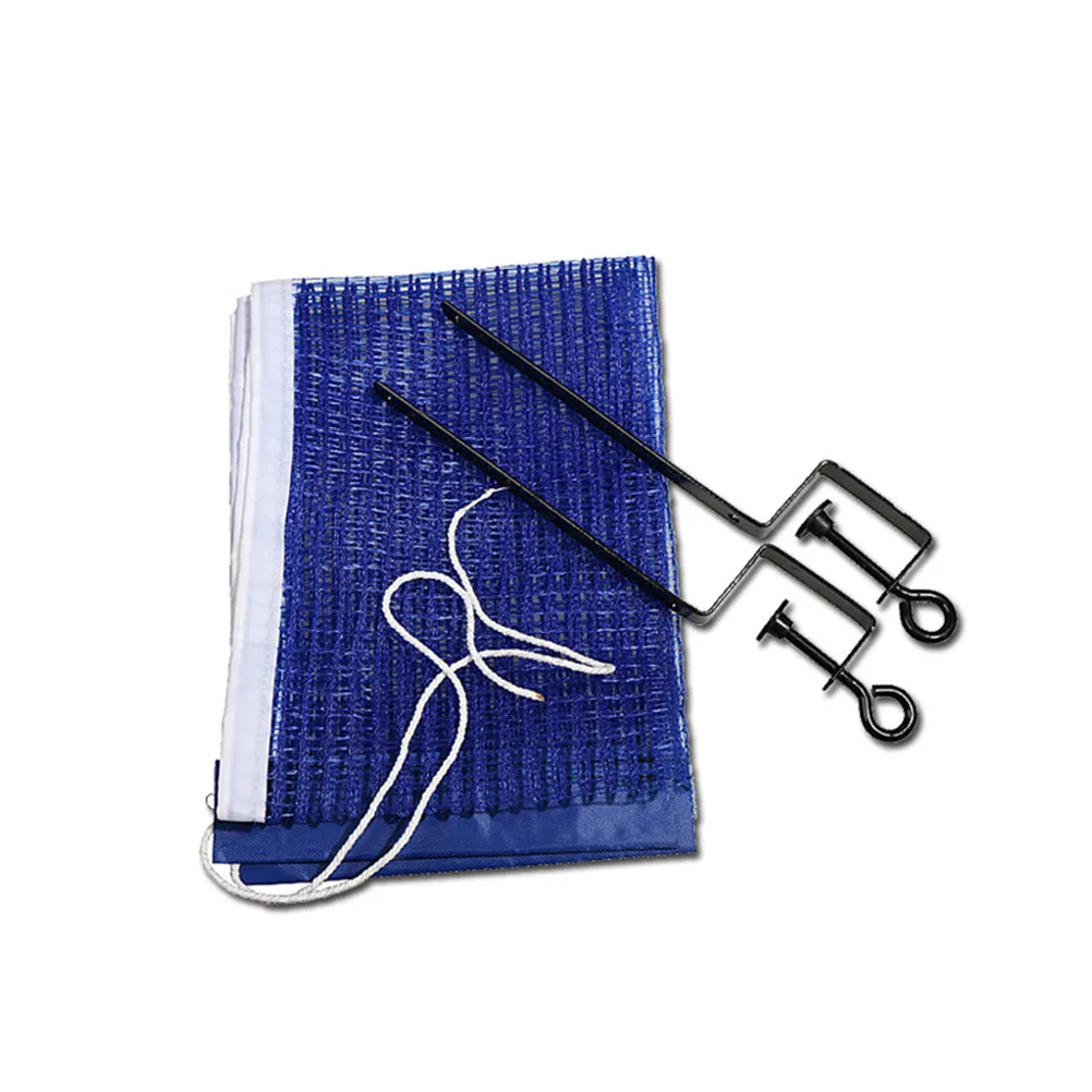 Portable Table Tennis Net Frame Set with Post and Rack Stand for Desk Play Outdoor Indoor Use Blue Lightweight Polyester Metal