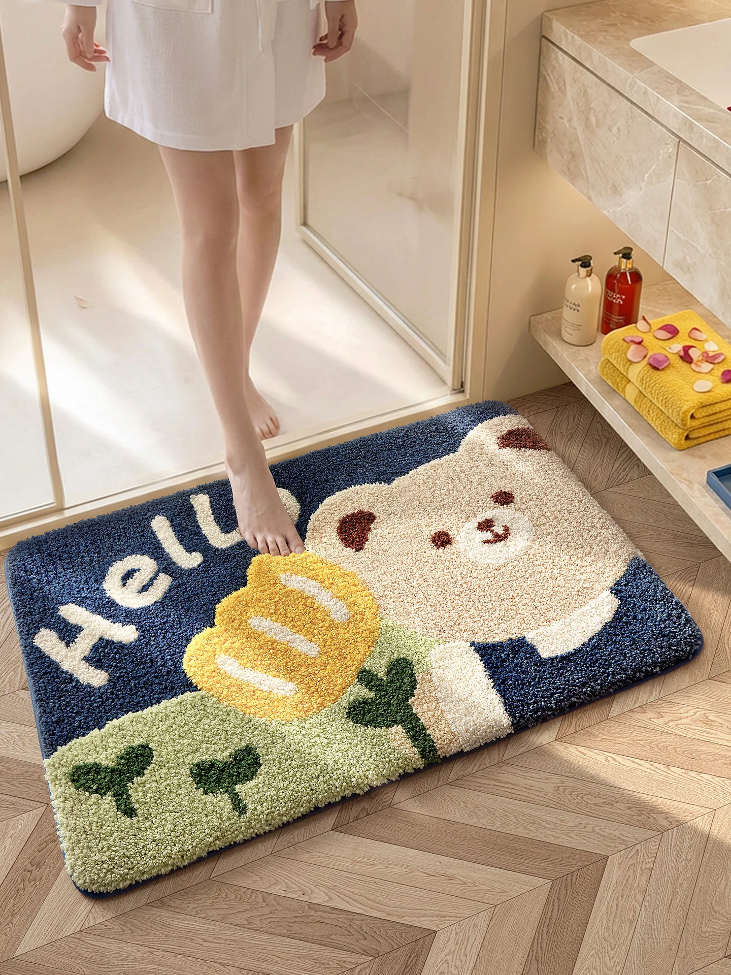 Water Absorbent Bathroom Mat Cartoon Cute Flocking Foot Pad Slip Resistant Toilet Door Mat Easy to Clean Home Bathroom Carpet
Water Absorbent Bathroom Mat Cartoon Cute Flocking Foot Pad Slip Resistant Toilet Door Mat Easy to Clean Home Bathroom Carpet