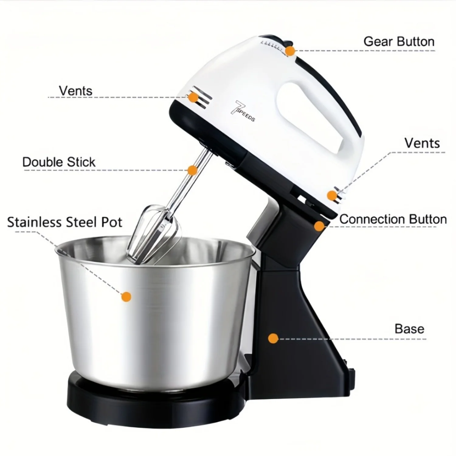 Kitchen Stand Mixer Beater, 67.63oz Stainless Steel Bowl, 7 Speed Settings - Black
Kitchen Stand Mixer Beater, 67.63oz Stainless Steel Bowl, 7 Speed Settings - Black