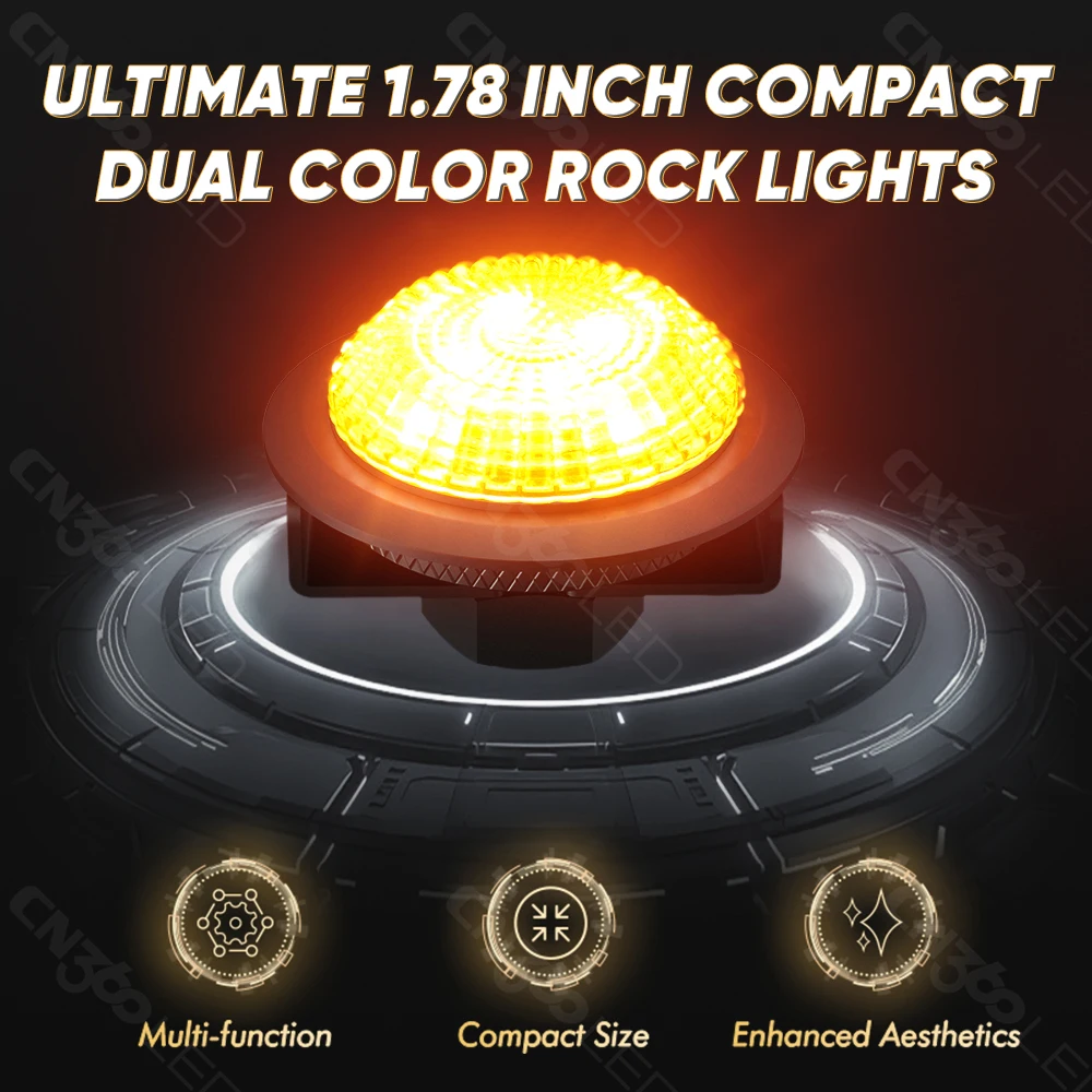 OGA 6PCS 1.78 Inch 220° Super Wide Flood Rock Lights kit 9-30V 3.3W Each IP67 Dual color LED Lamp for Truck ATV Motorcycle Car
OGA 6PCS 1.78 Inch 220° Super Wide Flood Rock Lights kit 9-30V 3.3W Each IP67 Dual color LED Lamp for Truck ATV Motorcycle Car