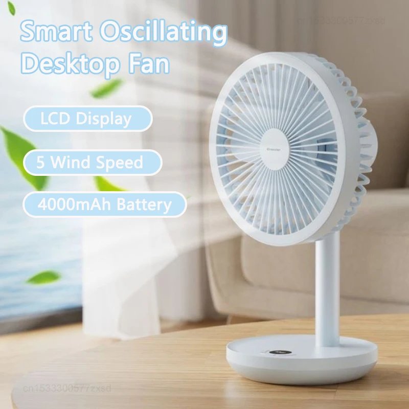 NEW Smart Oscillating Desktop Fan 4000mAh 5 Wind Speeds Silent Portable Rechargeable Fan with Timing LCD Display for Home Office
NEW Smart Oscillating Desktop Fan 4000mAh 5 Wind Speeds Silent Portable Rechargeable Fan with Timing LCD Display for Home Office