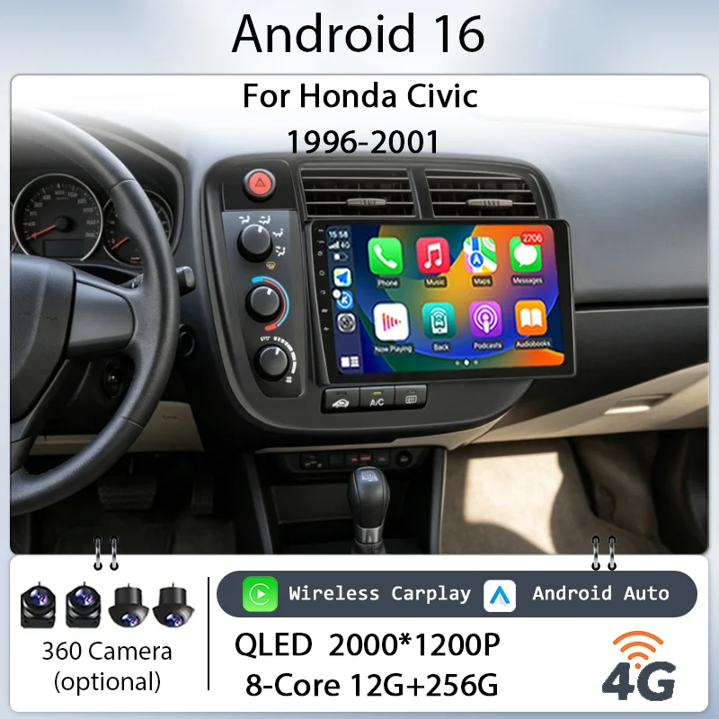 Car Stereo IPS HD Touch Screen Wireless CarPlay Audio Unit 9" Android 16 for Honda Civic 1996‑2001 GPS Navi BT WiFi DSP Player
Car Stereo IPS HD Touch Screen Wireless CarPlay Audio Unit 9" Android 16 for Honda Civic 1996‑2001 GPS Navi BT WiFi DSP Player