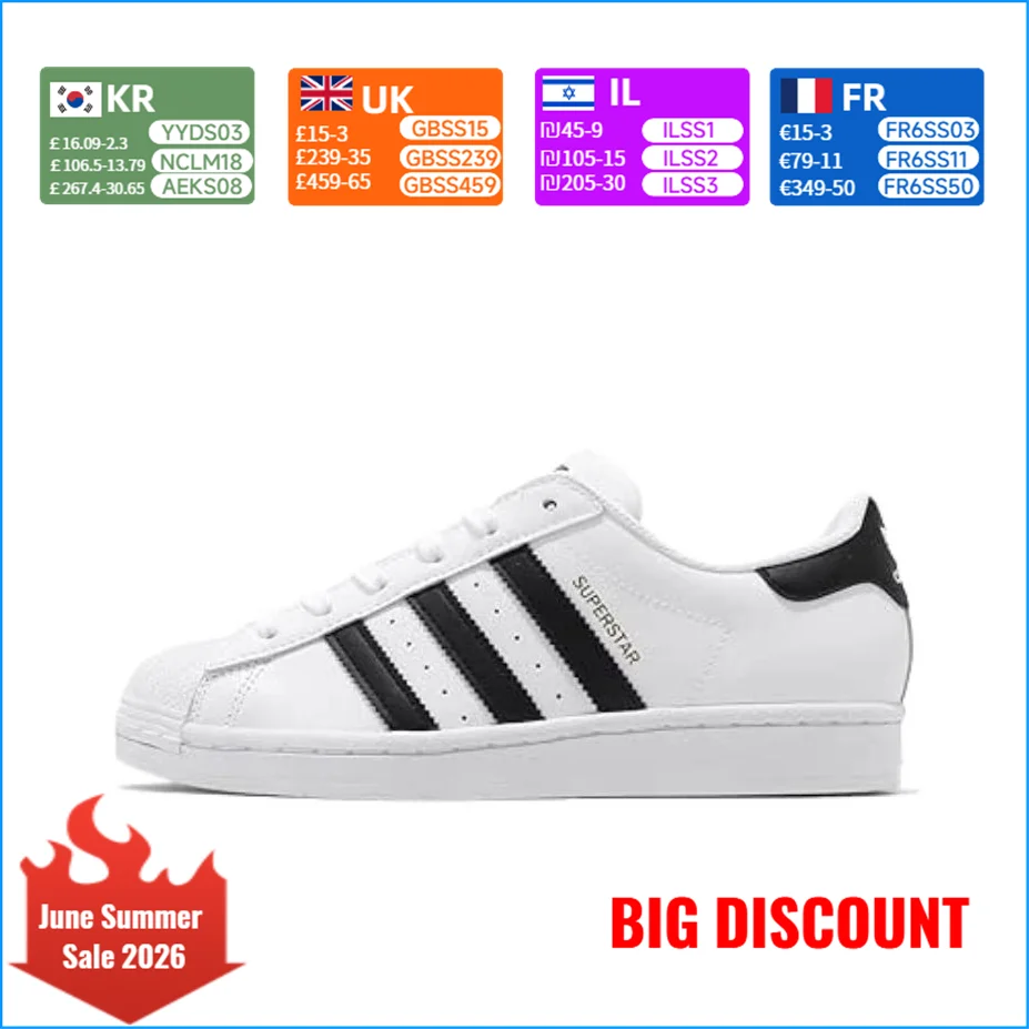 adidas Originals SUPERSTAR Rubber Shell Toe Low-Top Skate Shoes Unisex White/Black EG4958
adidas Originals SUPERSTAR Rubber Shell Toe Low-Top Skate Shoes Unisex White/Black EG4958