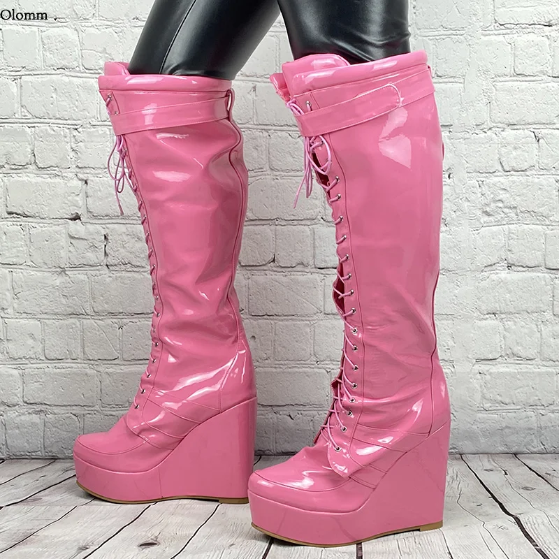 Olomm Women Winter Knee High Boots Lace Up Sexy Wedges Heels Round Toe Gorgeous 10 Colors Club Shoes Women Plus US Size 5-20
Olomm Women Winter Knee High Boots Lace Up Sexy Wedges Heels Round Toe Gorgeous 10 Colors Club Shoes Women Plus US Size 5-20