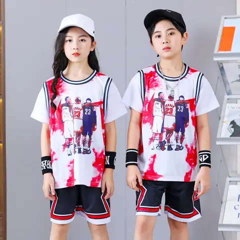 Conjunto de Jersey de baloncesto para niños pequeños, traje de manga corta para deportes al aire libre, camiseta de entrenamiento transpirable de secado rápido, Verano