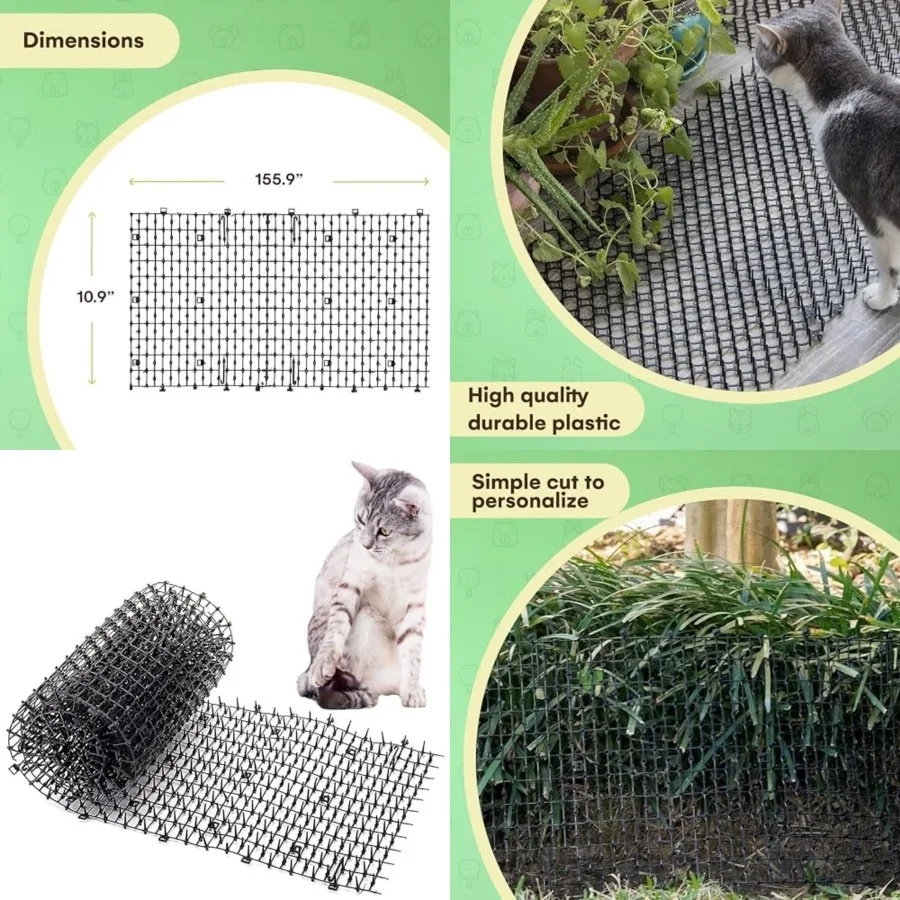 Black Scat Mat for Cats - 13ft x 11" Plastic Cat Deterrent with Spikes and 12 Garden Staples - Indoor and Outdoor Mat to Protec
Black Scat Mat for Cats - 13ft x 11" Plastic Cat Deterrent with Spikes and 12 Garden Staples - Indoor and Outdoor Mat to Protec