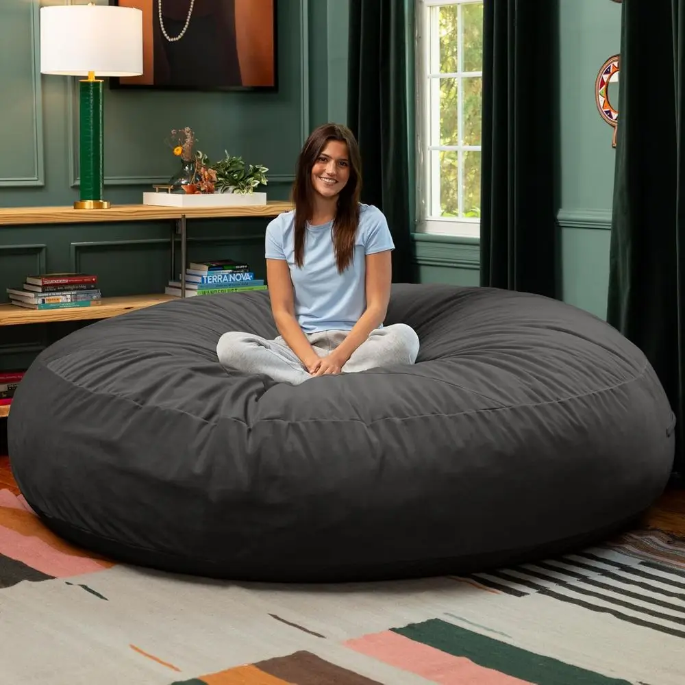 7 oot - 2-in-1 Convertible Bean Bag Bed & Large Bean Bag Chair or Adults, Lush Velvet Black
7 oot - 2-in-1 Convertible Bean Bag Bed & Large Bean Bag Chair or Adults, Lush Velvet Black