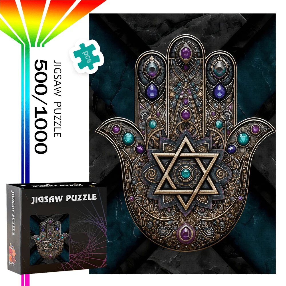 500pcs/1000pcs High-Quality Jigsaw Puzzle | Fatima'S Hand and Hexagram Designed for Birthdays, Halloween, Christmas, Thanksgiv
500pcs/1000pcs High-Quality Jigsaw Puzzle | Fatima'S Hand and Hexagram Designed for Birthdays, Halloween, Christmas, Thanksgiv