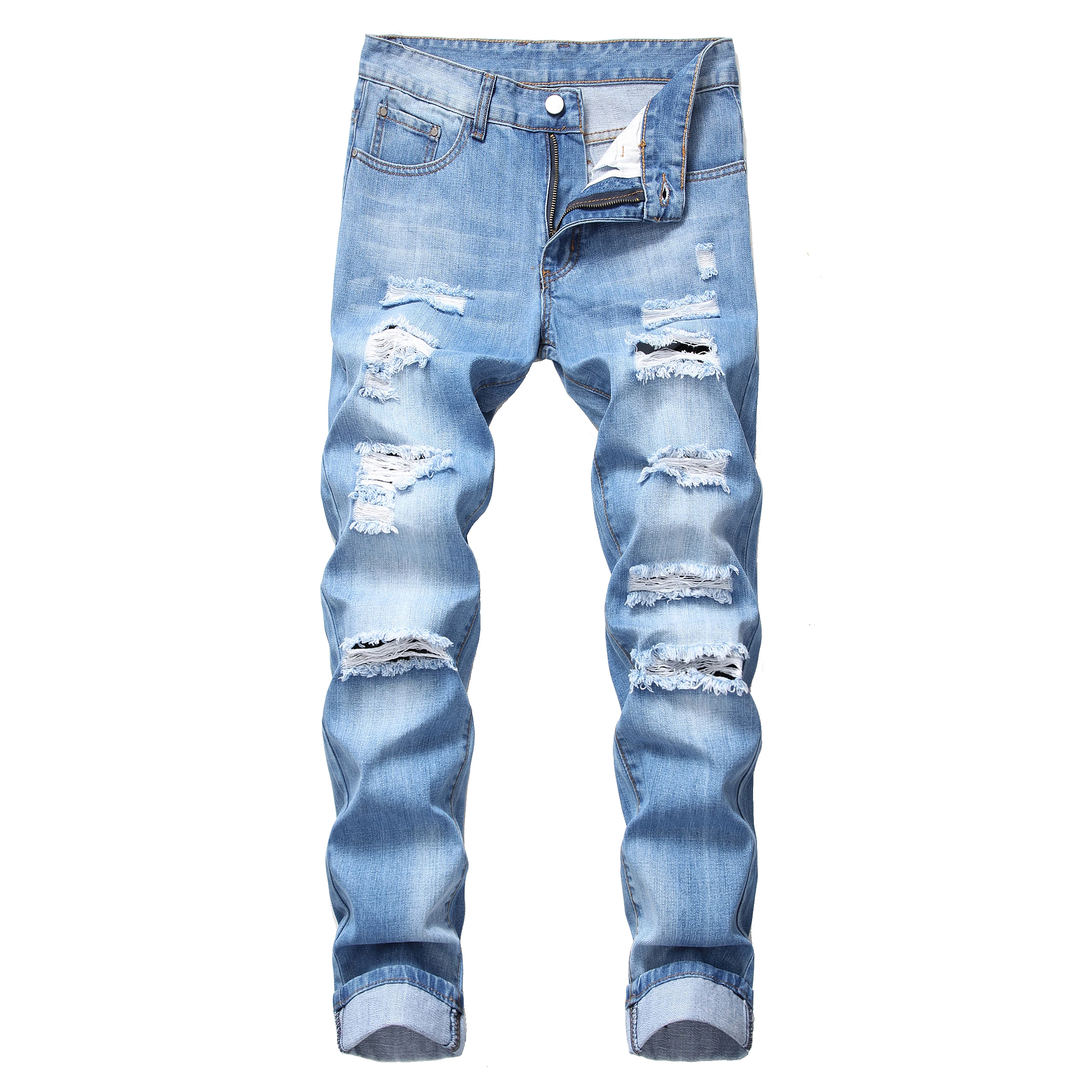 Men's Light Blue Jeans; Men's Fashionable Distressed Jeans; Party Suitable Jeans 305L
Men's Light Blue Jeans; Men's Fashionable Distressed Jeans; Party Suitable Jeans 305L